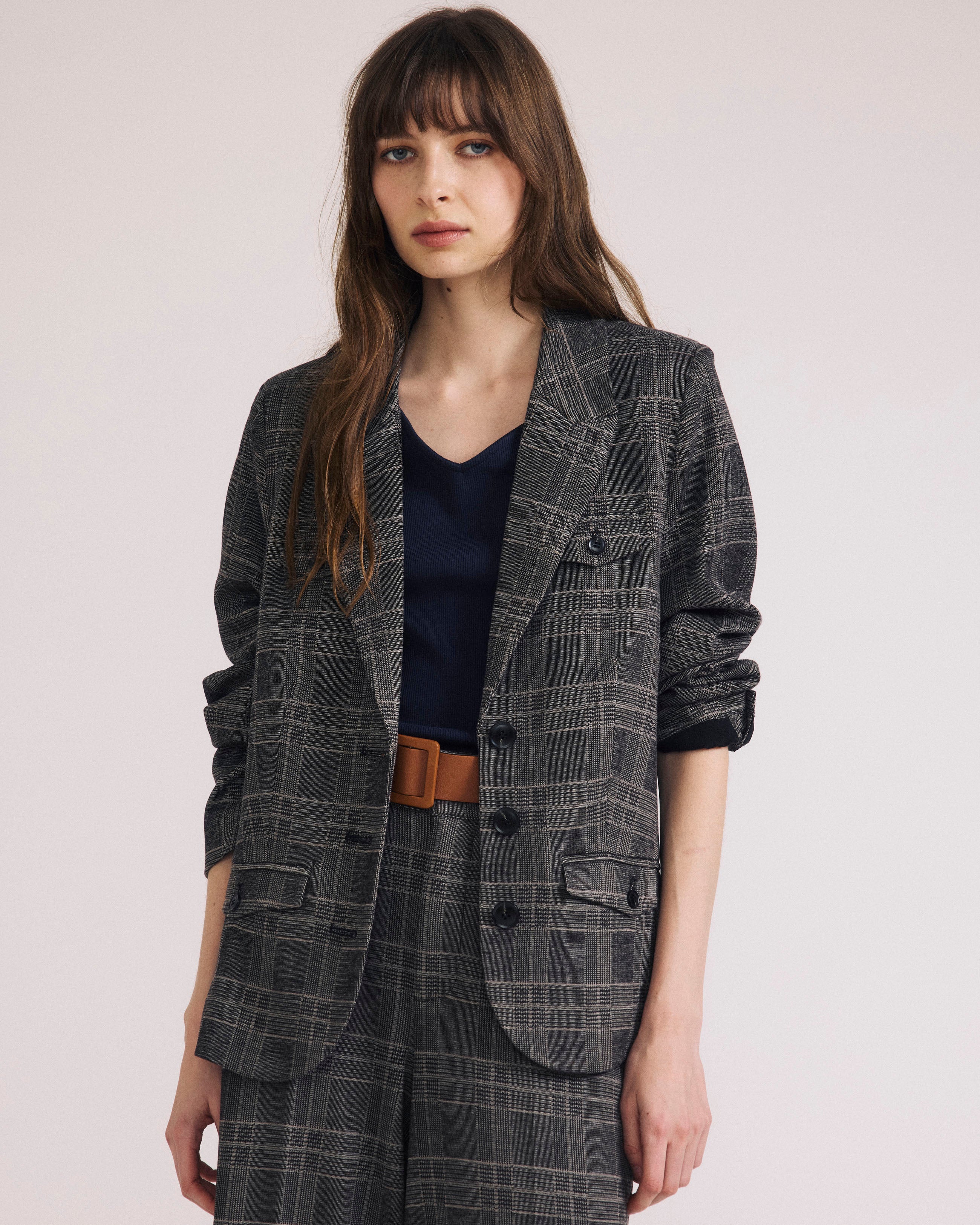 4 Pocket Ponte Blazer - British Plaid - Image 2