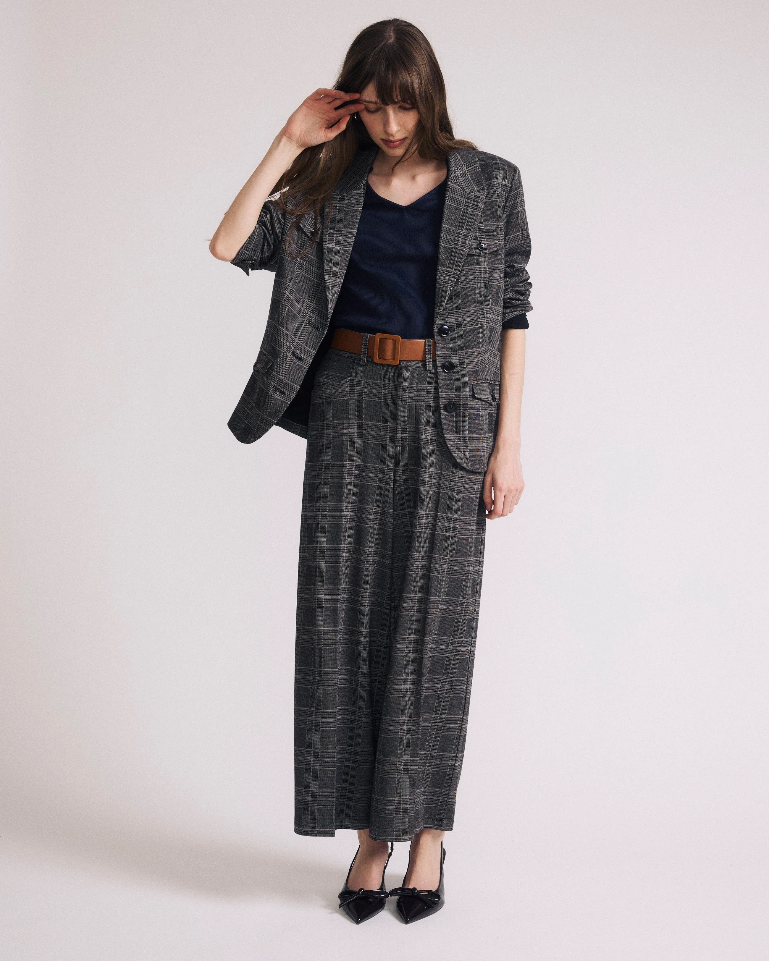 4 Pocket Ponte Blazer - British Plaid - Image 4