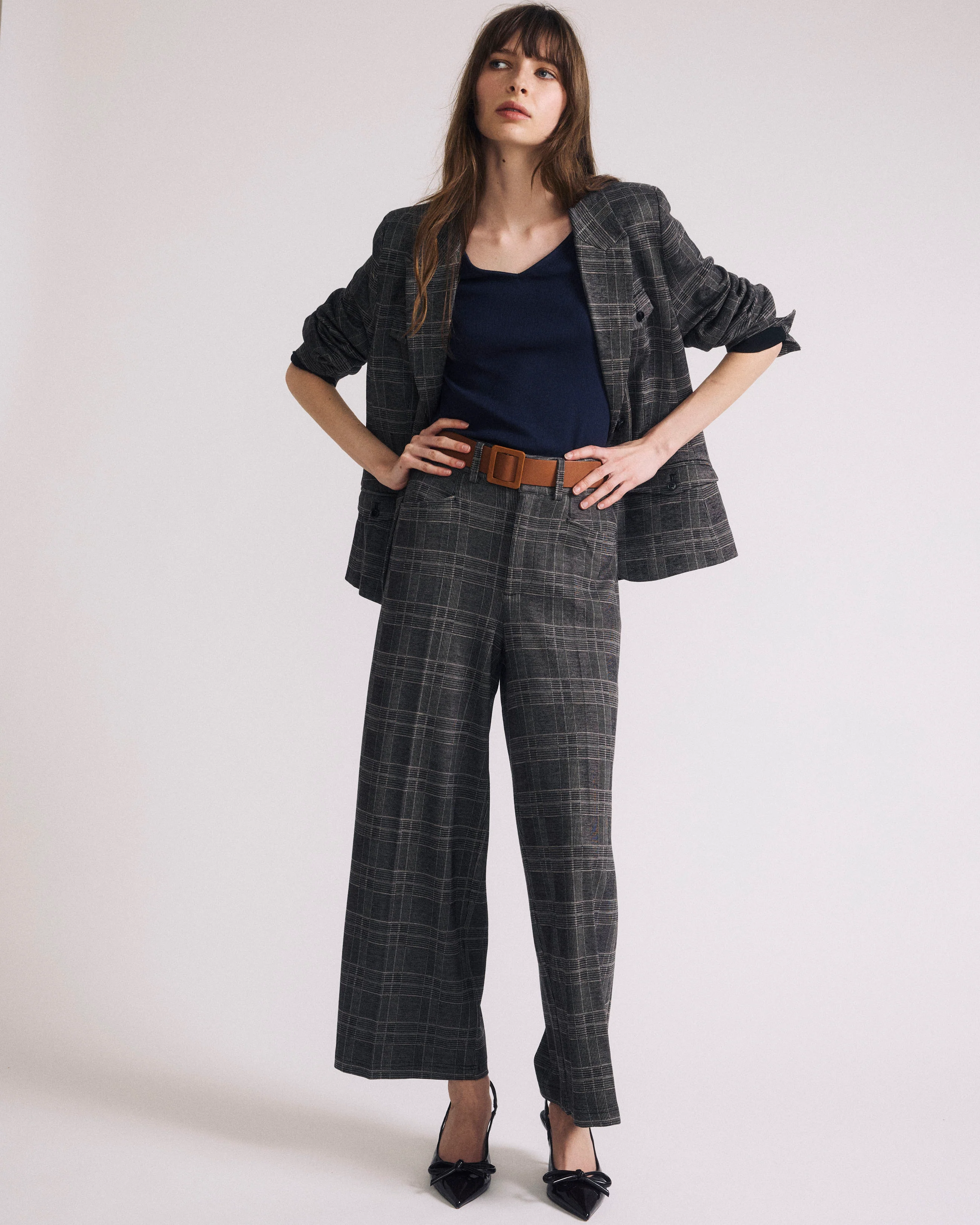 4 Pocket Ponte Blazer - British Plaid - Image 5