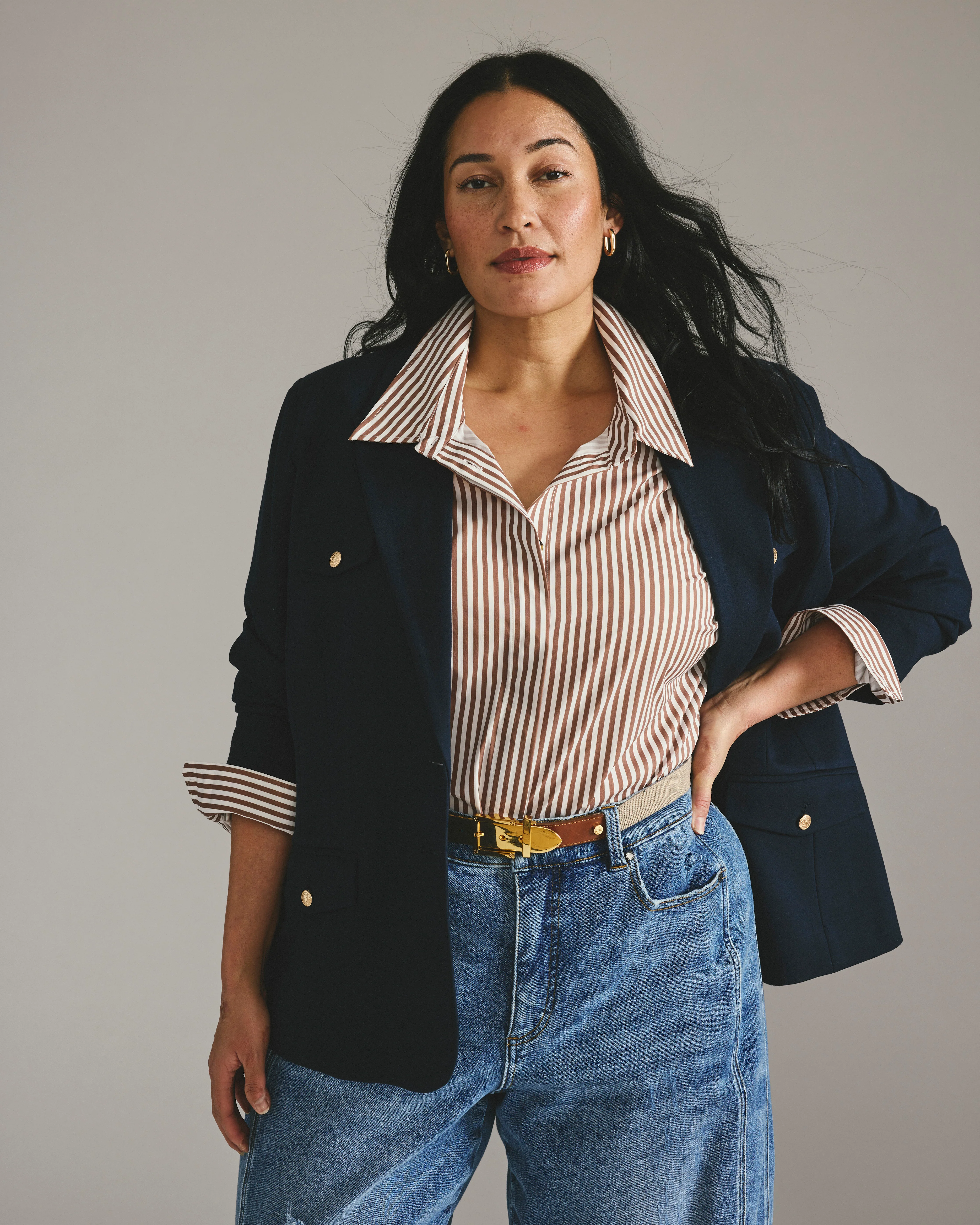 4 Pocket Ponte Blazer - Navy with Gold Buttons - Image 8