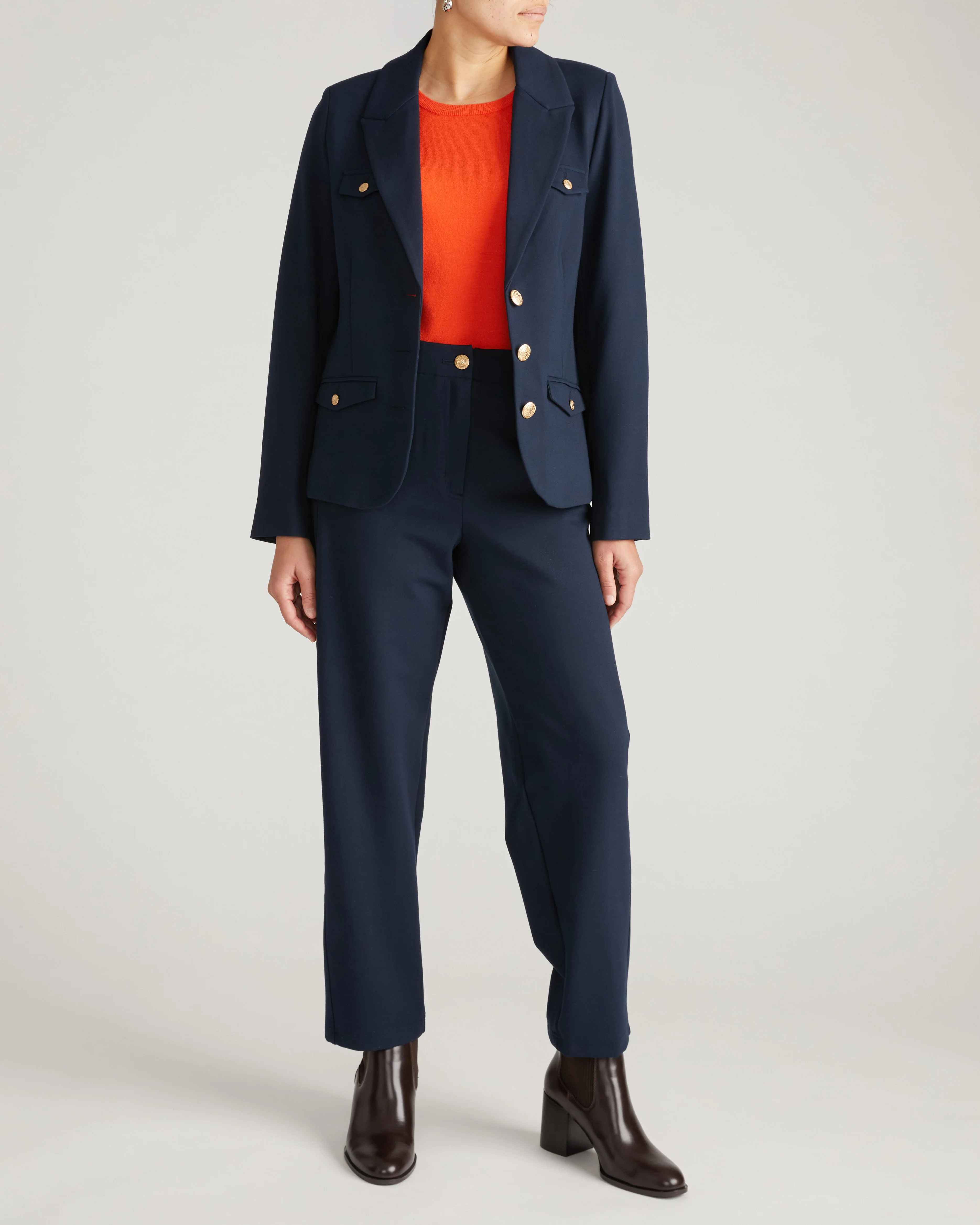 4 Pocket Ponte Blazer - Navy with Gold Buttons - Image 9