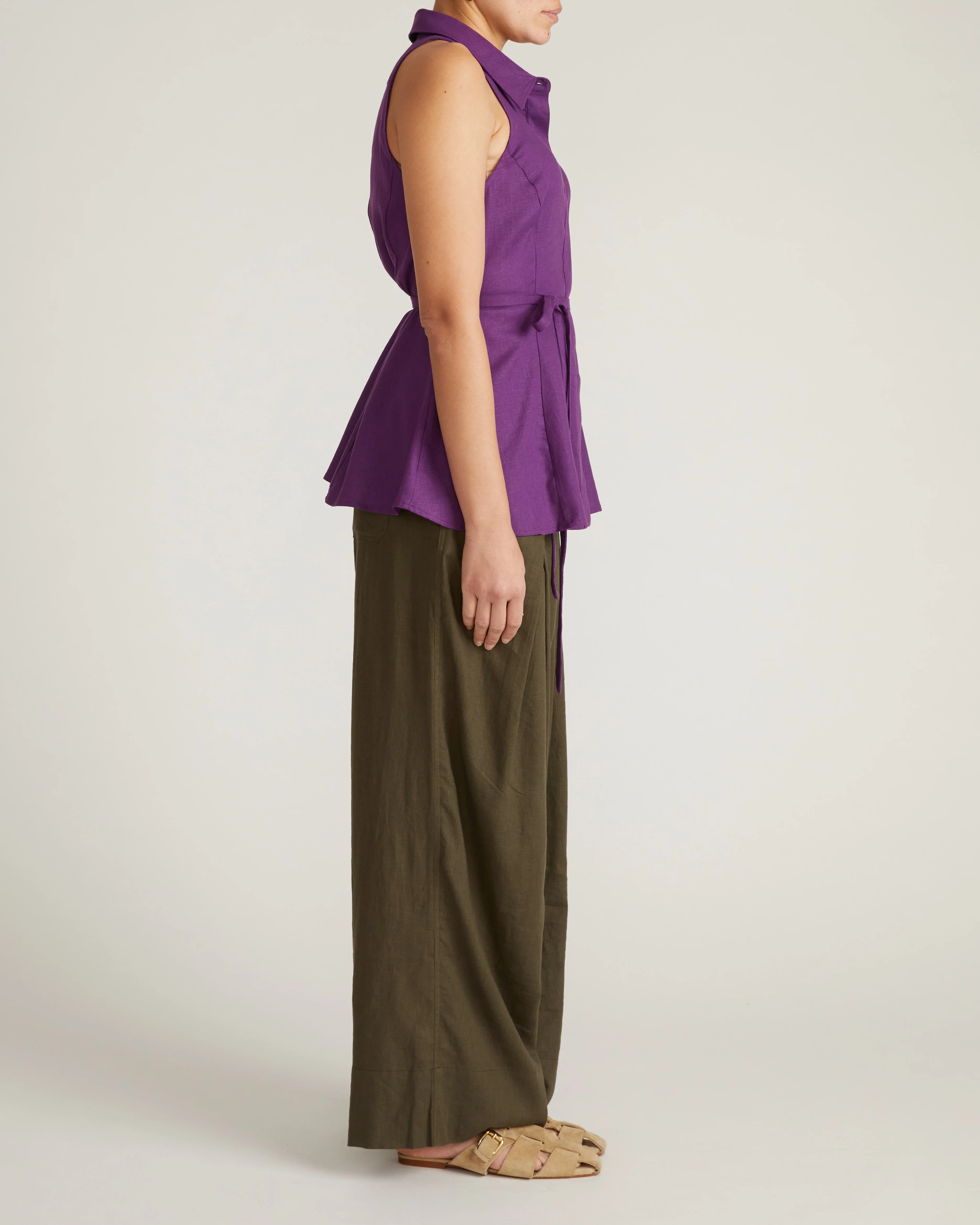 Adelaide Sleeveless Linen Shirt - Dreamy Purple - Image 6