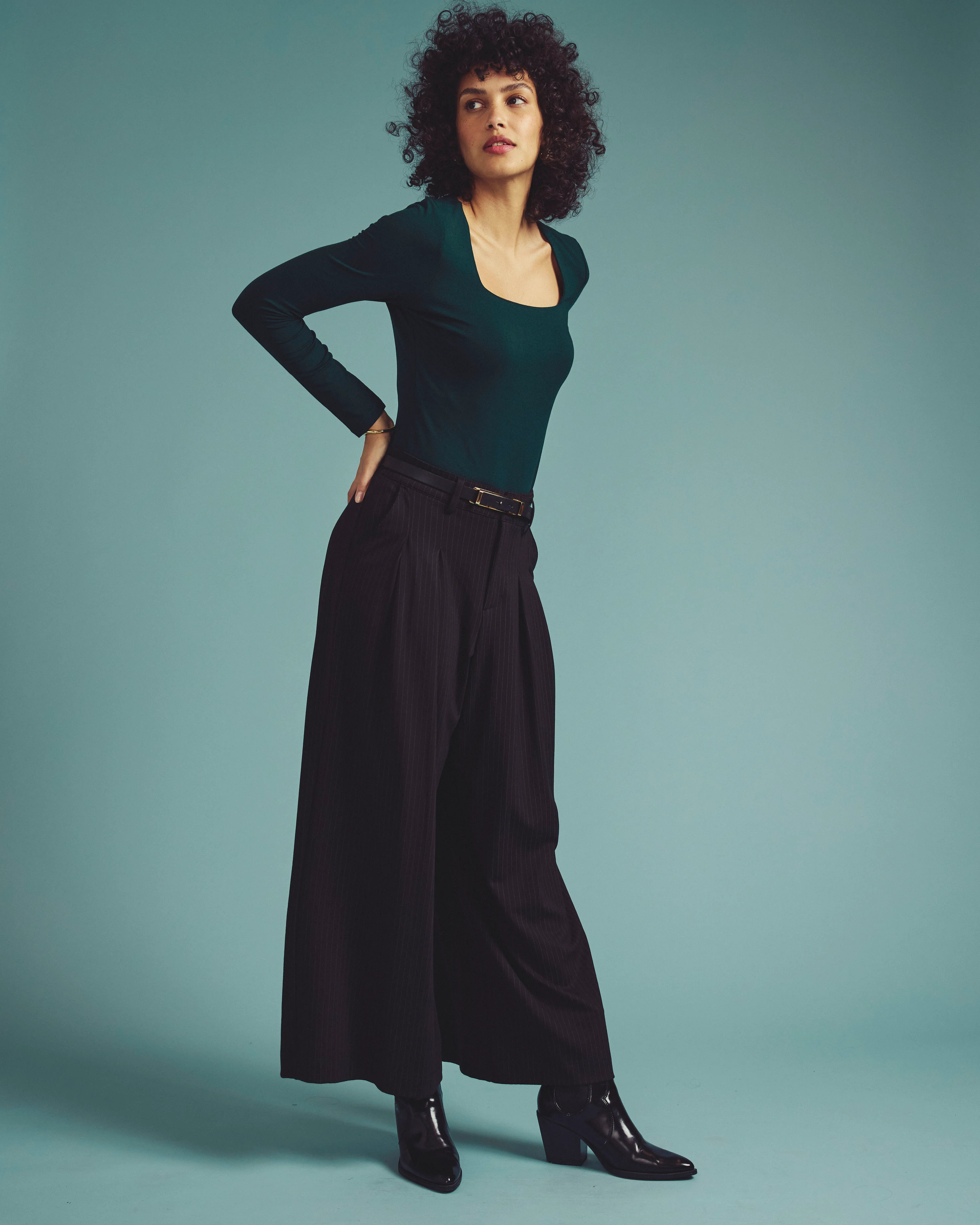 Agatha Liquid Jersey Top - Forest Green - Image 3