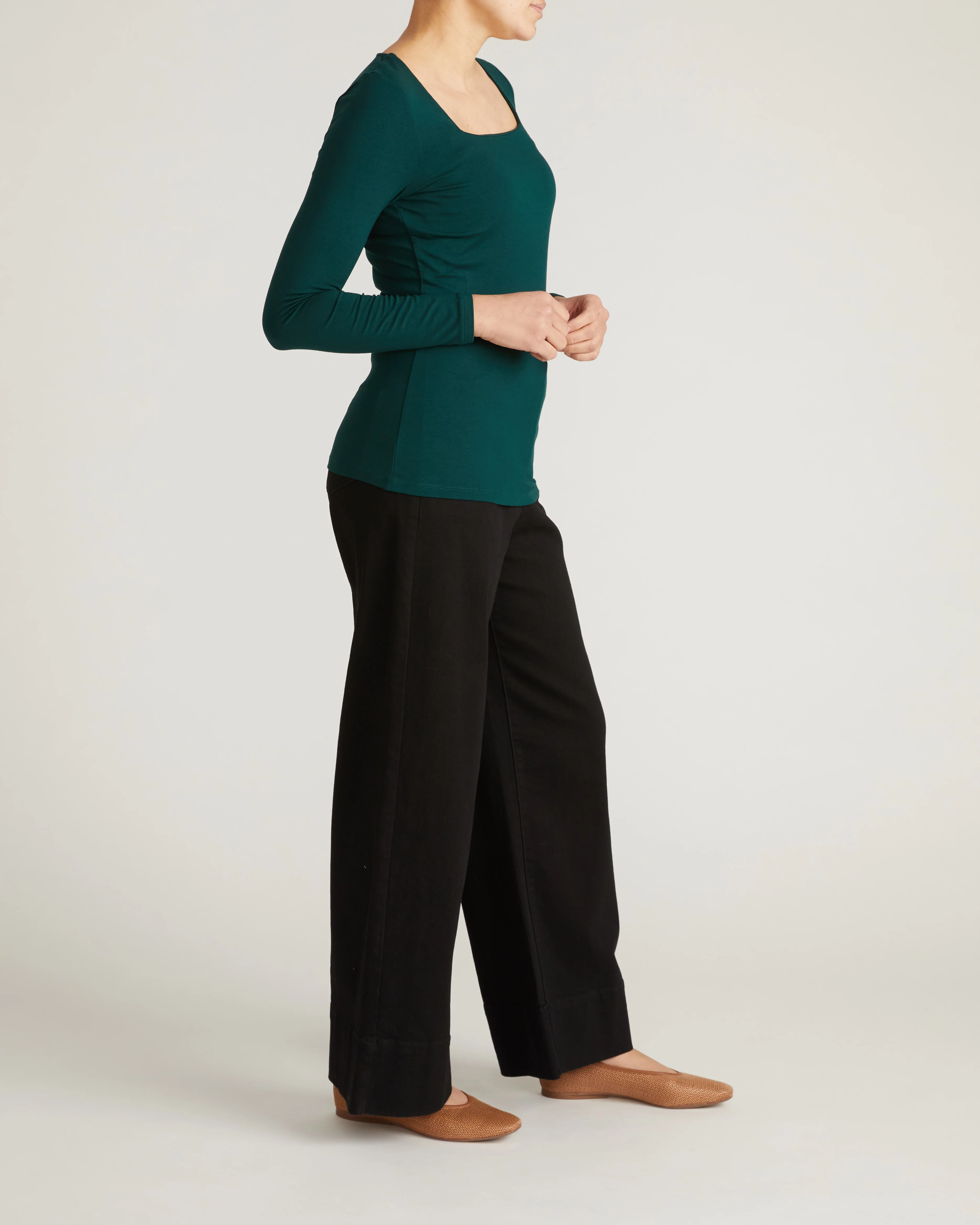 Agatha Liquid Jersey Top - Forest Green - Image 5