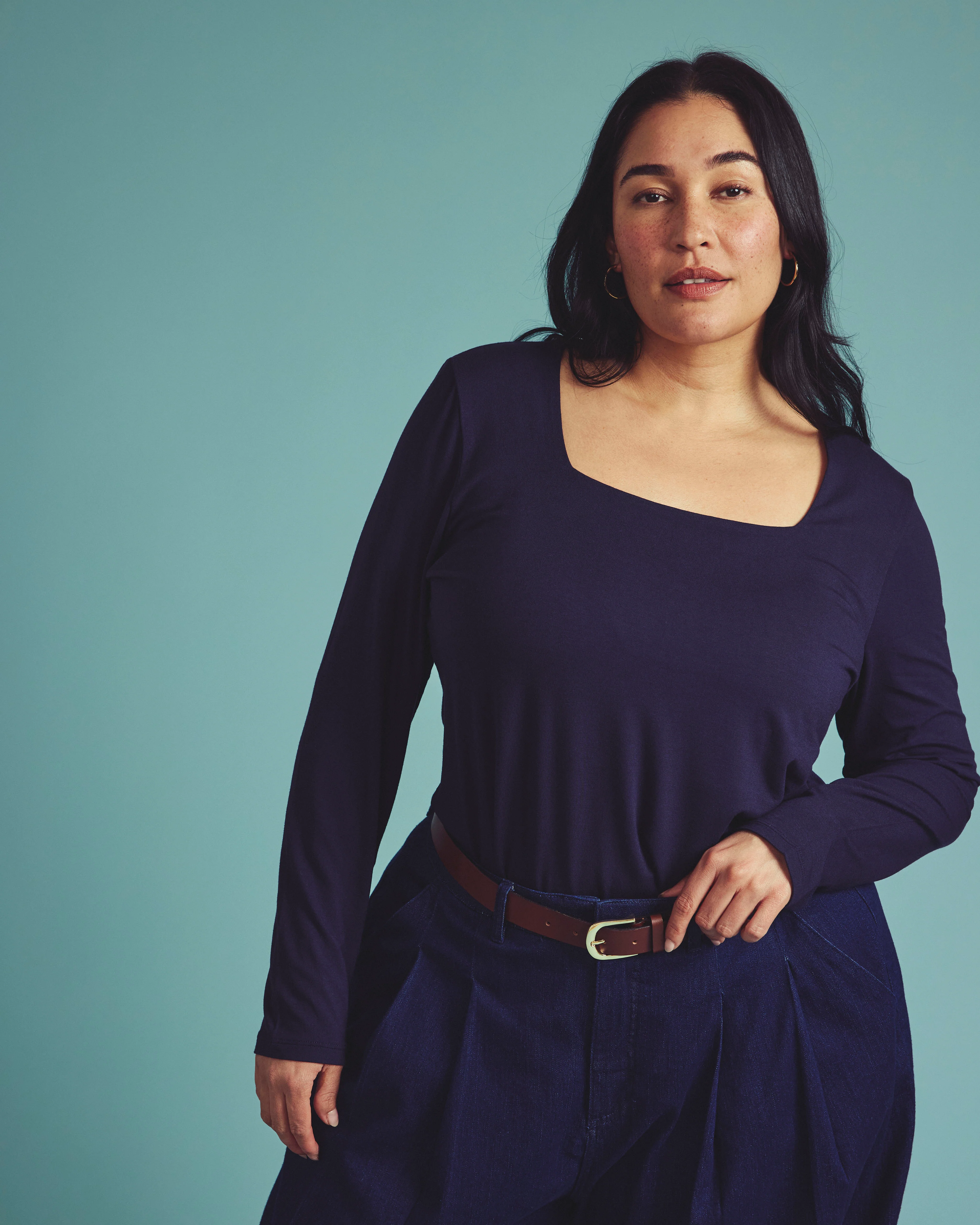 Agatha Liquid Jersey Top - Midnight - Image 3