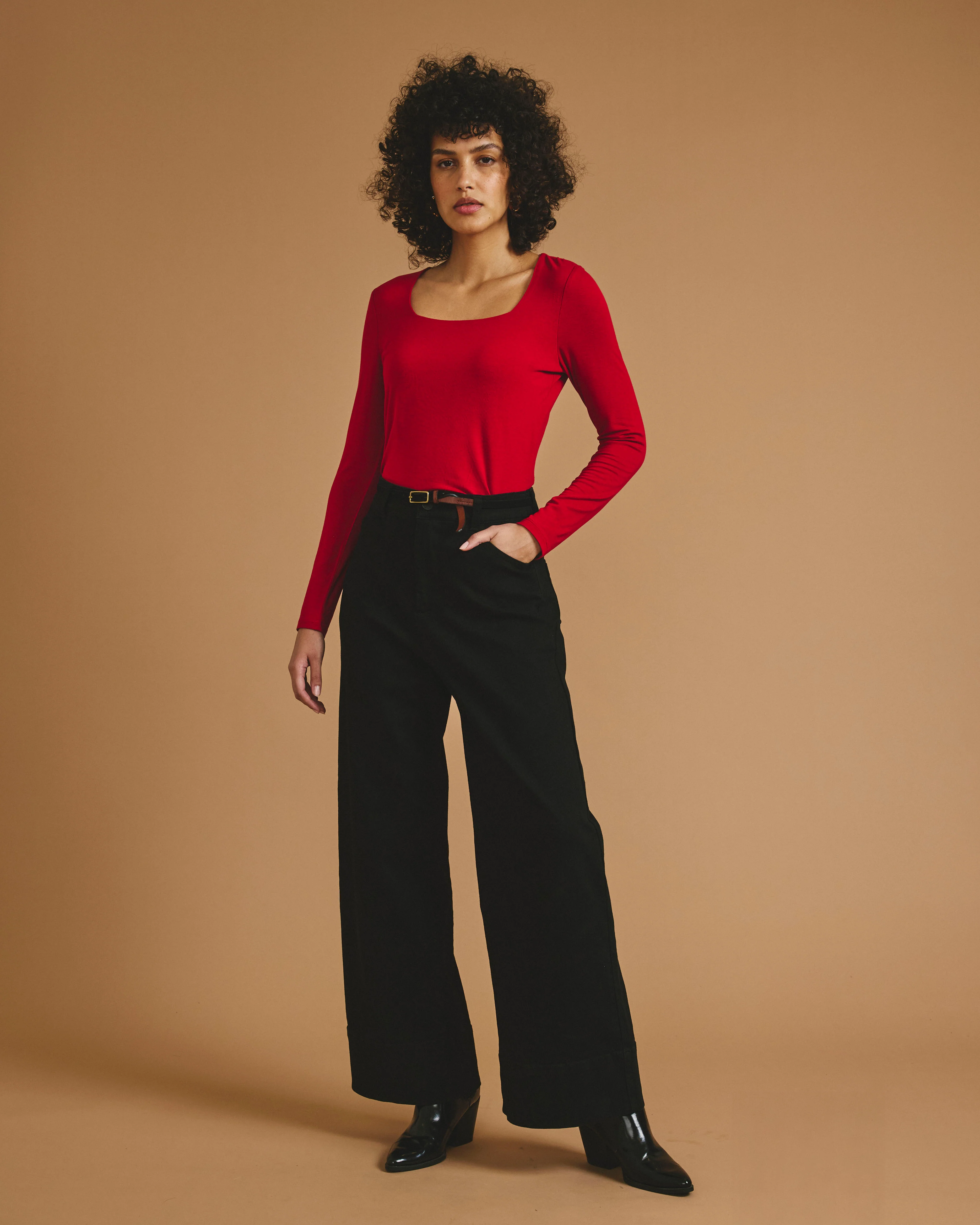 Agatha Liquid Jersey Top - New York Red - Image 2