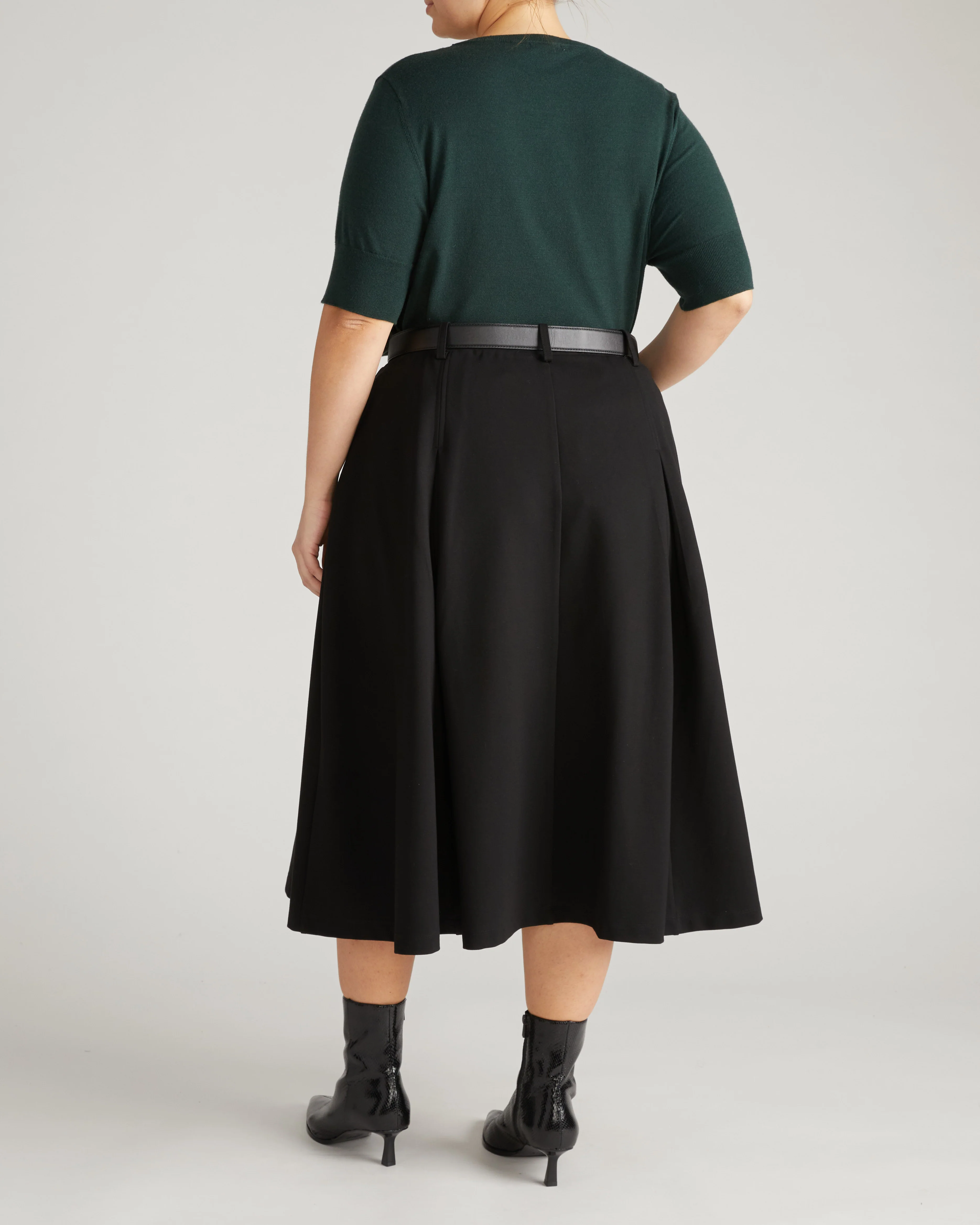 Aleya Pleated Ponte Skirt - Black - Image 7