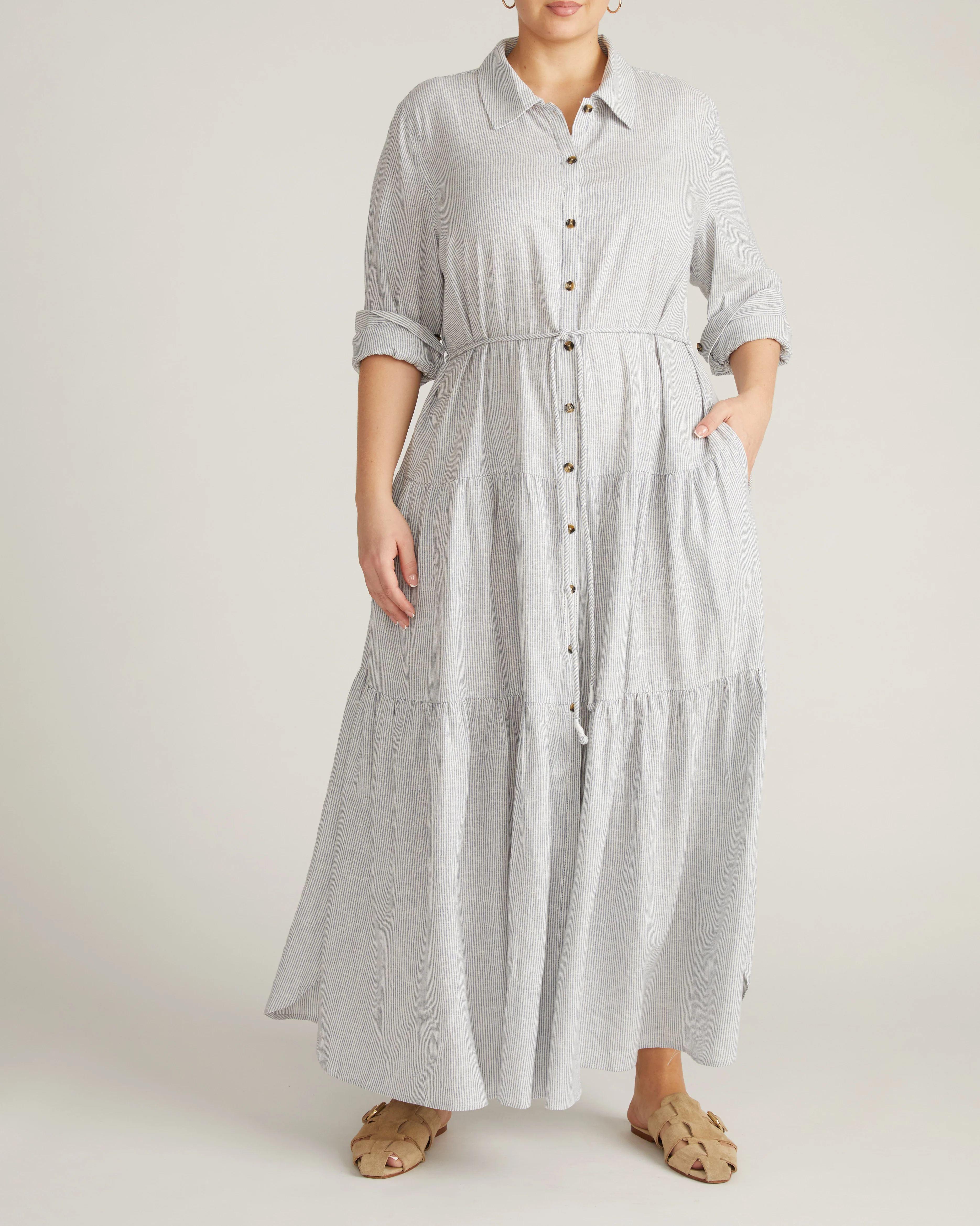 Alix Linen Shirtdress - Beach Stripe - Image 6