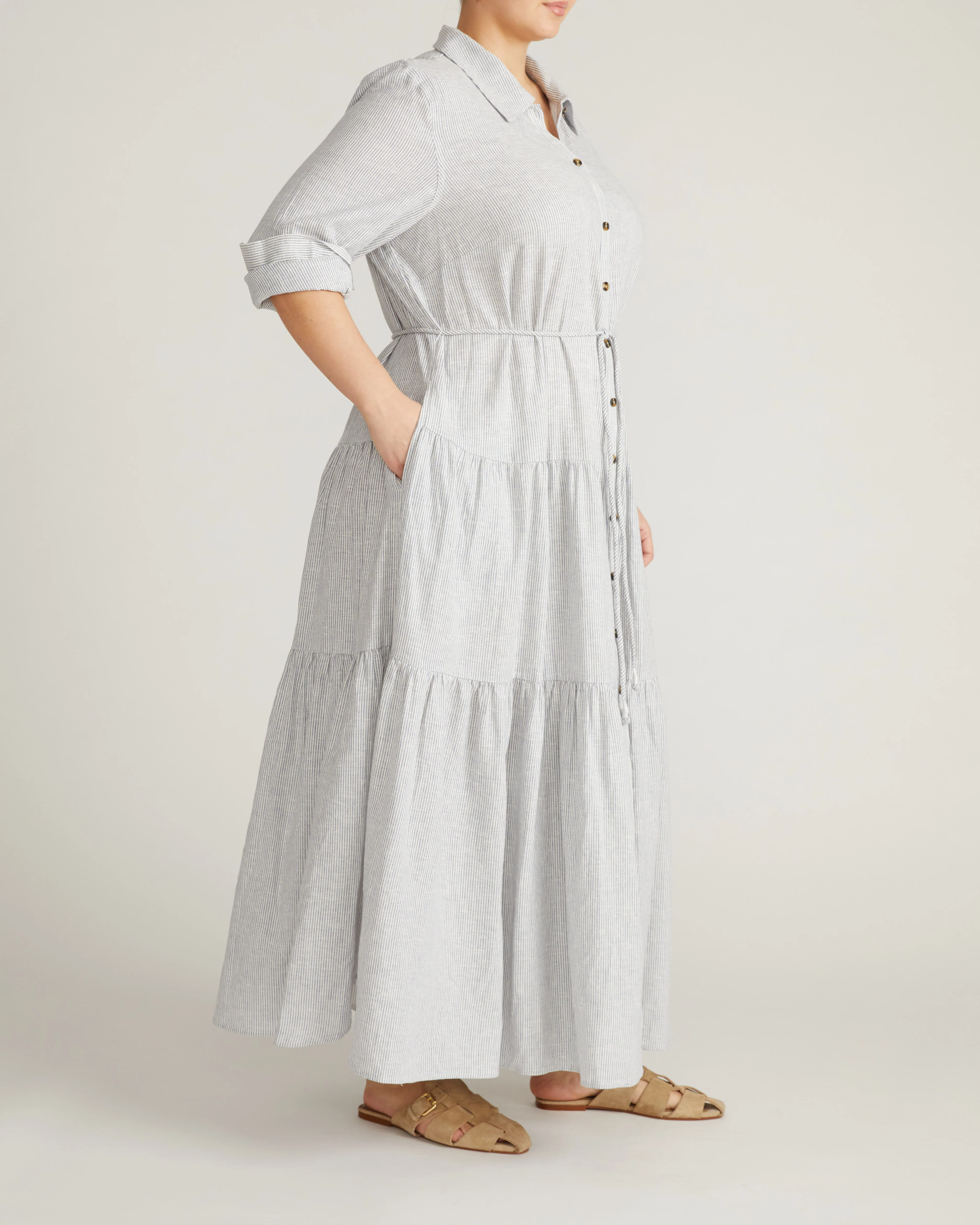 Alix Linen Shirtdress - Beach Stripe - Image 7