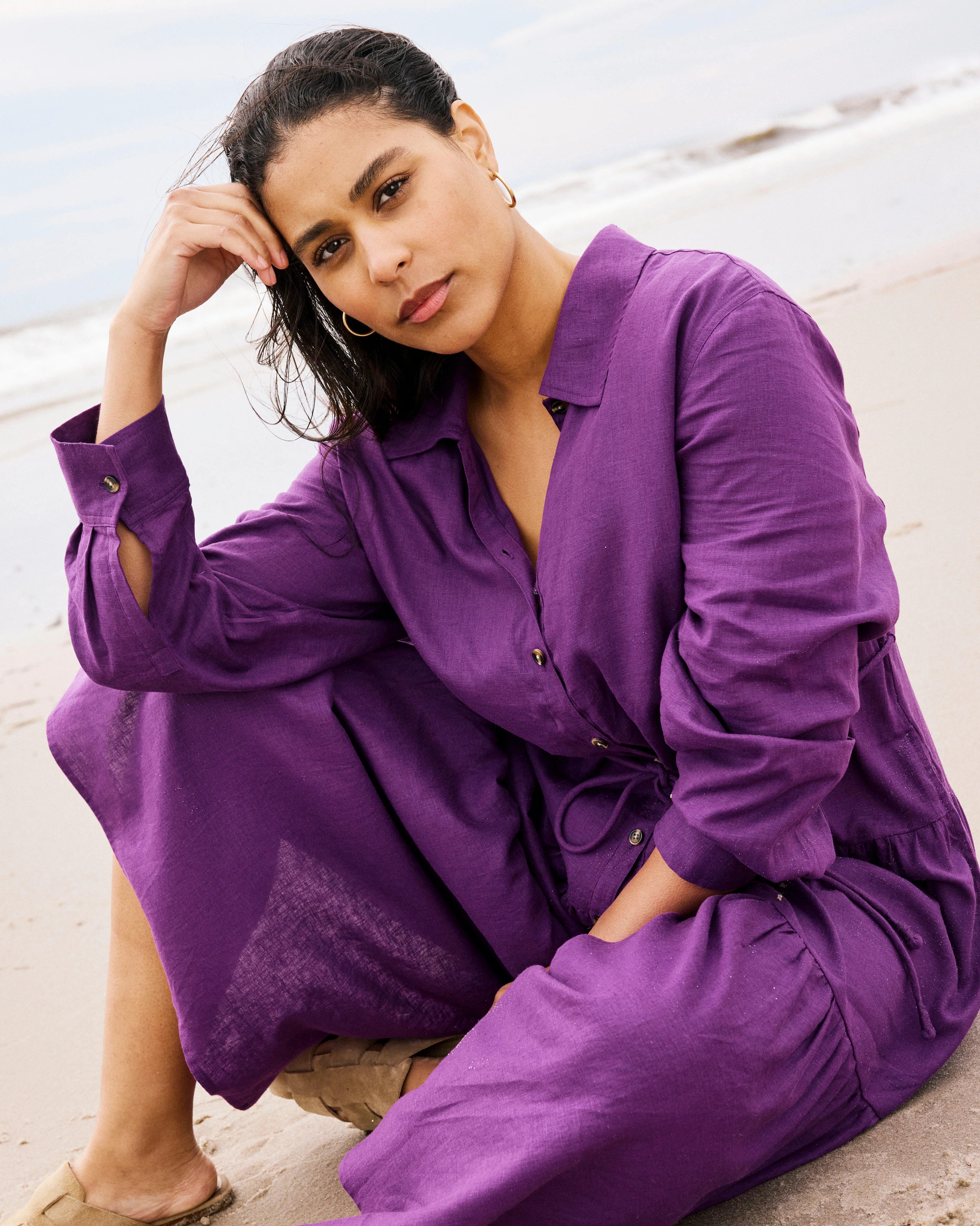 Alix Linen Shirtdress - Dreamy Purple - Image 3