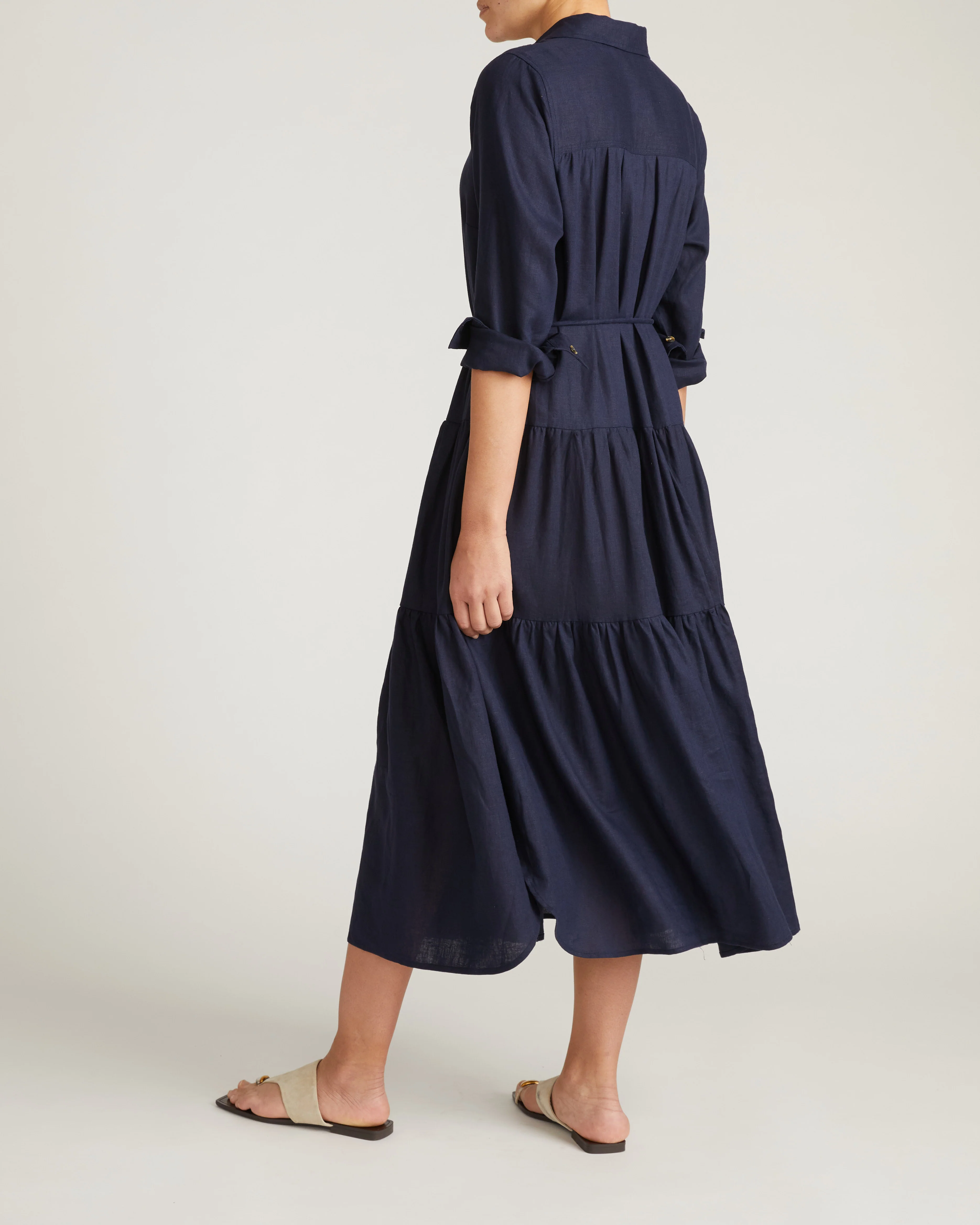 Alix Linen Shirtdress - Navy - Image 6