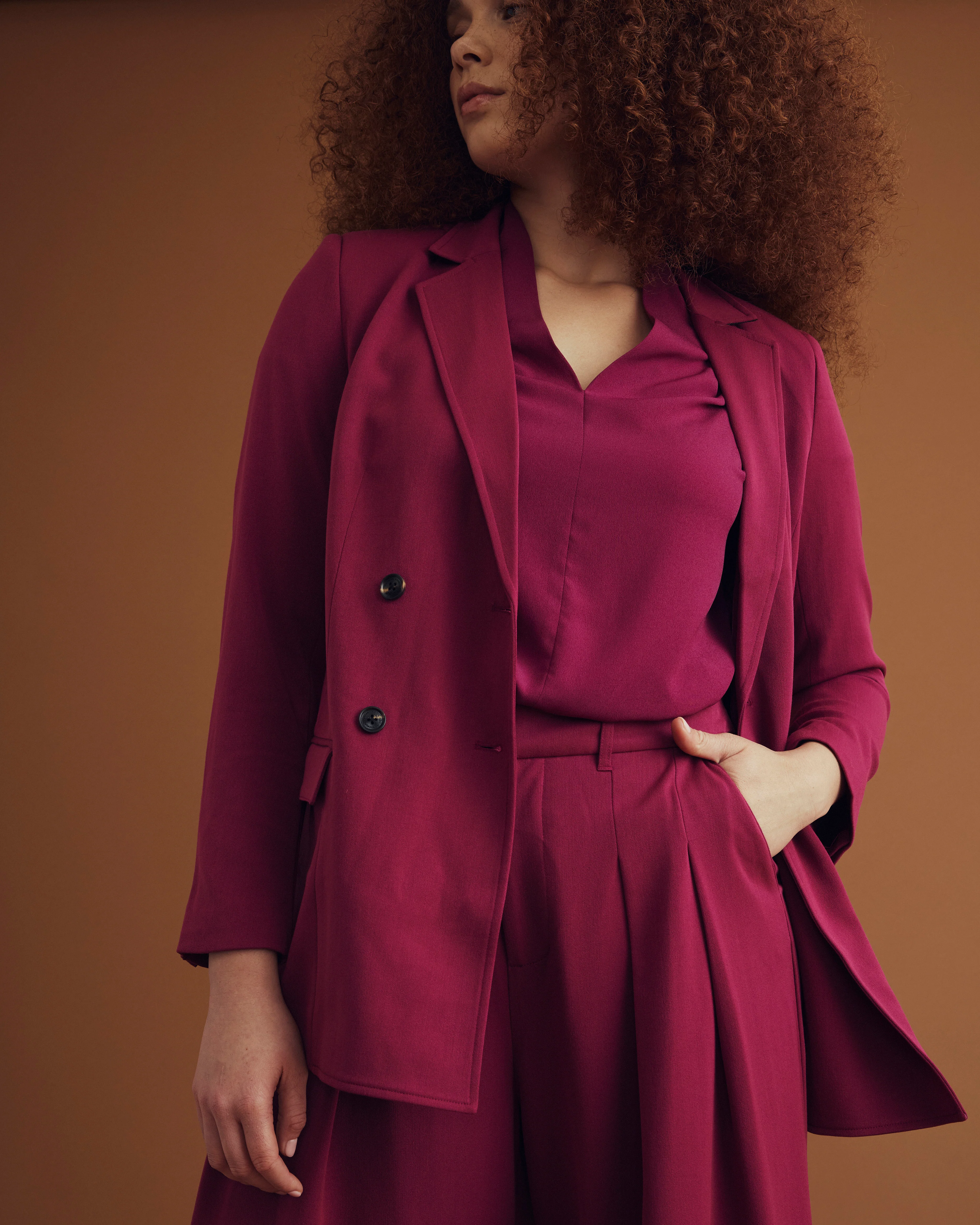 All Day Warren Double Breasted Blazer - Goji Berry - Image 5