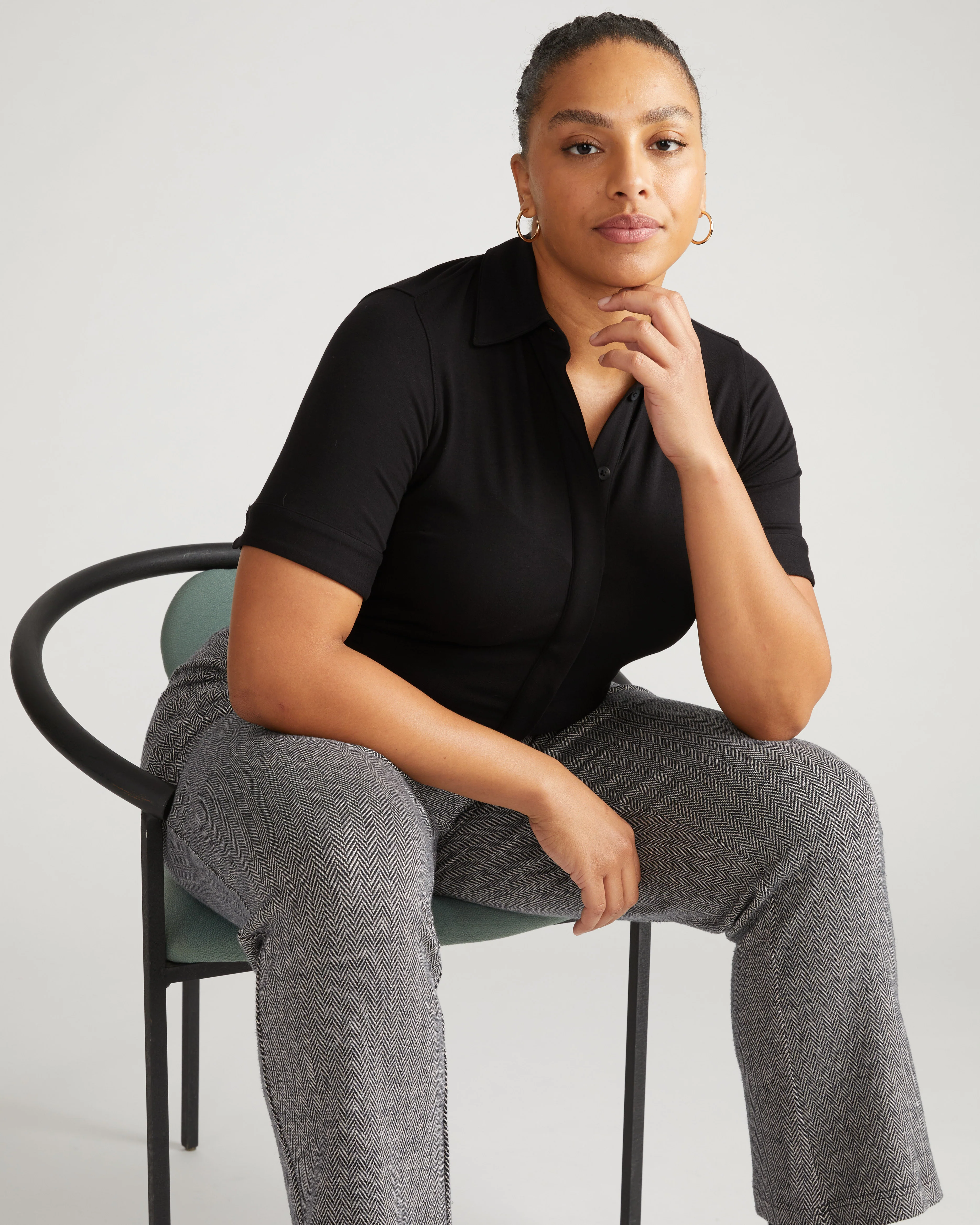 Amaya Ponte Kick Flare Pants - Herringbone Tweed - Image 2