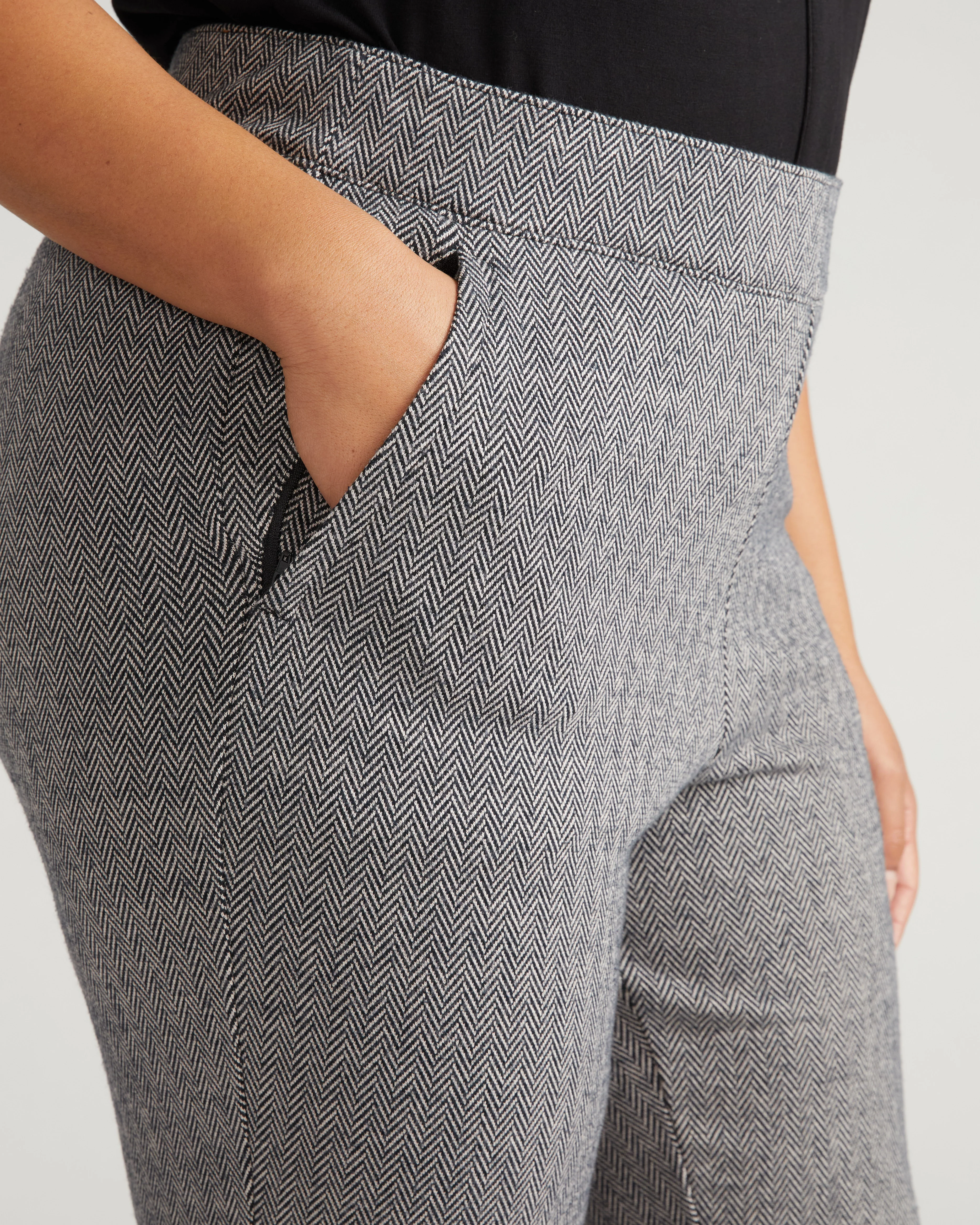 Amaya Ponte Kick Flare Pants - Herringbone Tweed - Image 3