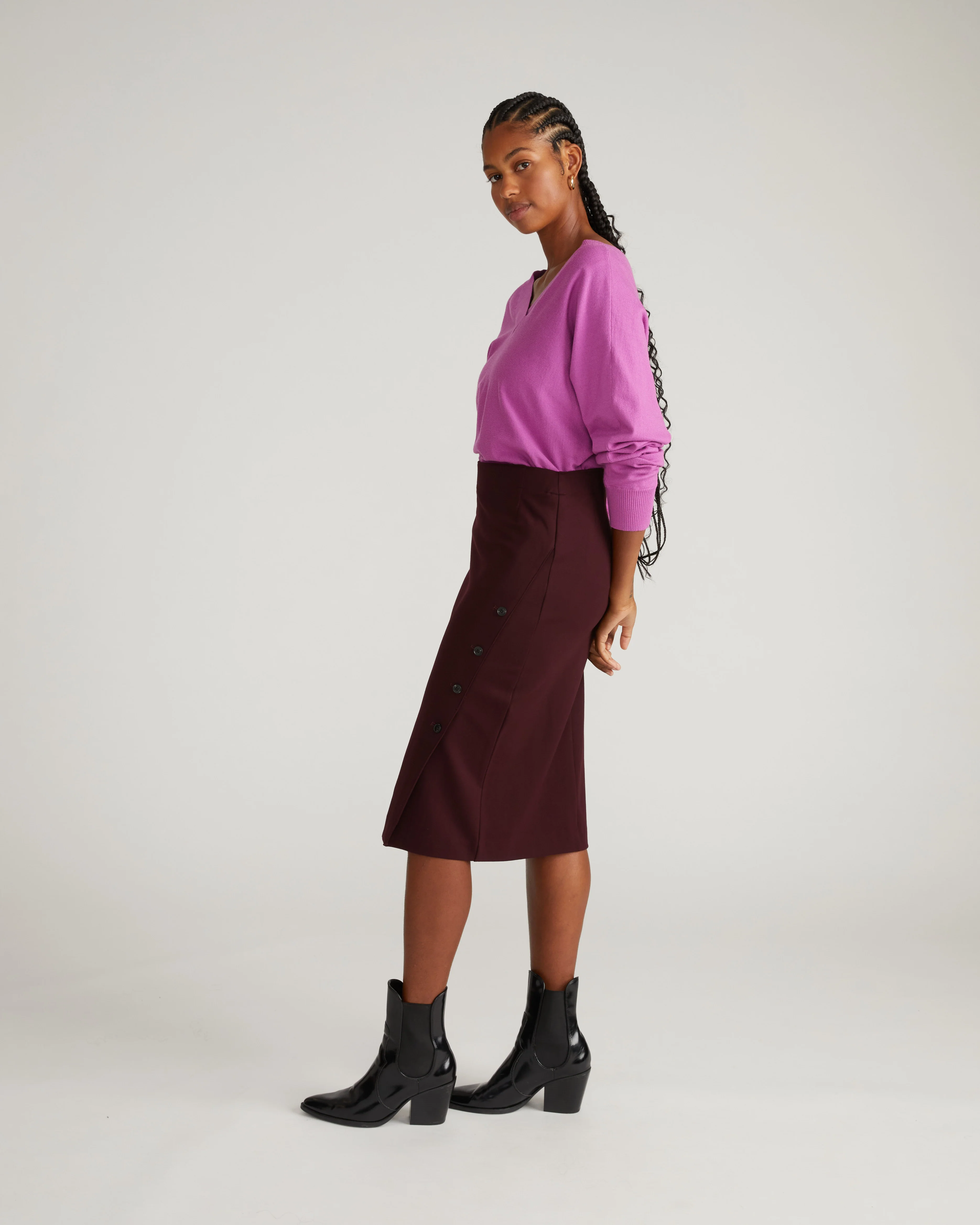 Anya Ponte Skirt - Black Cherry - Image 3