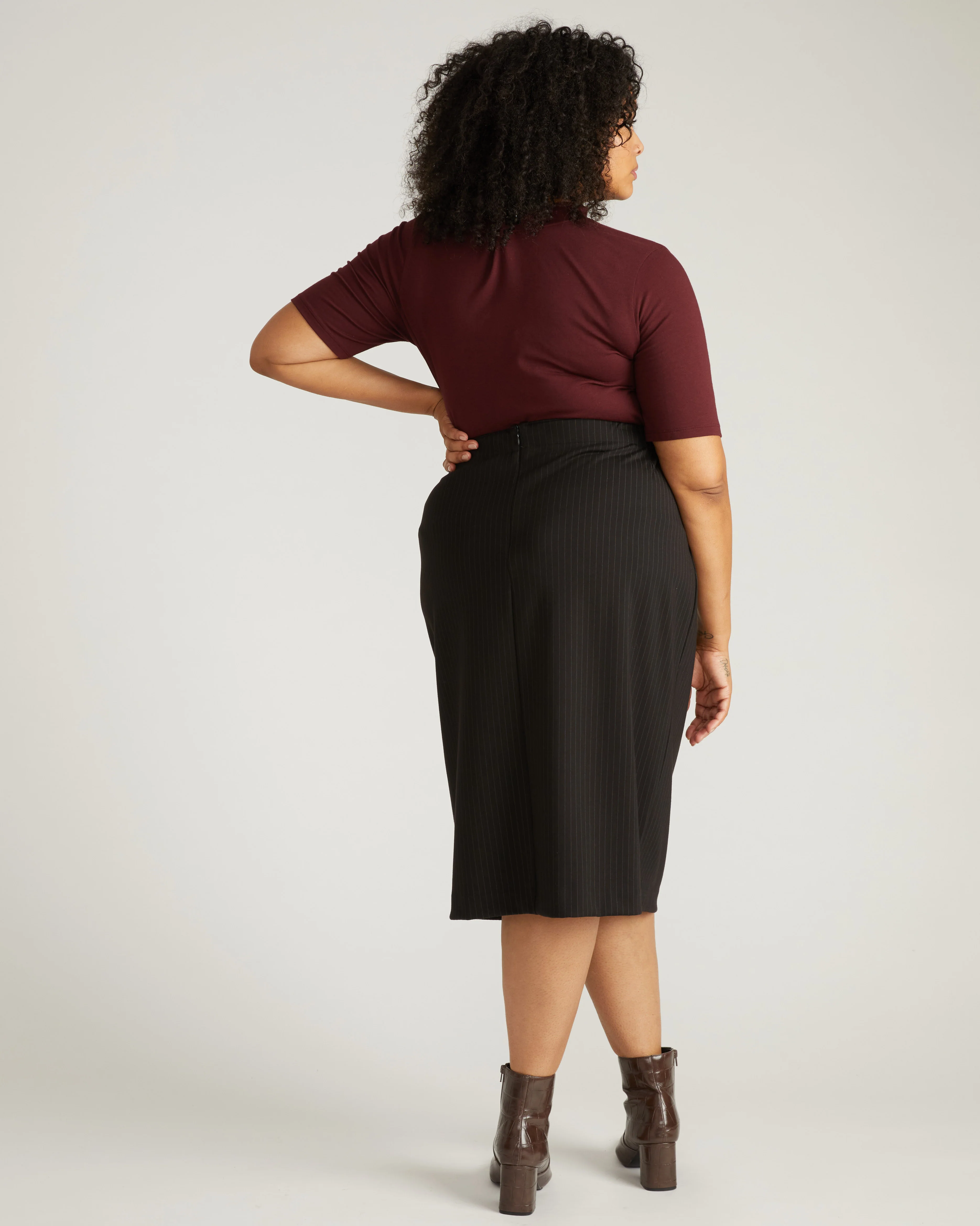 Anya Ponte Skirt - Slate Pinstripe - Image 3