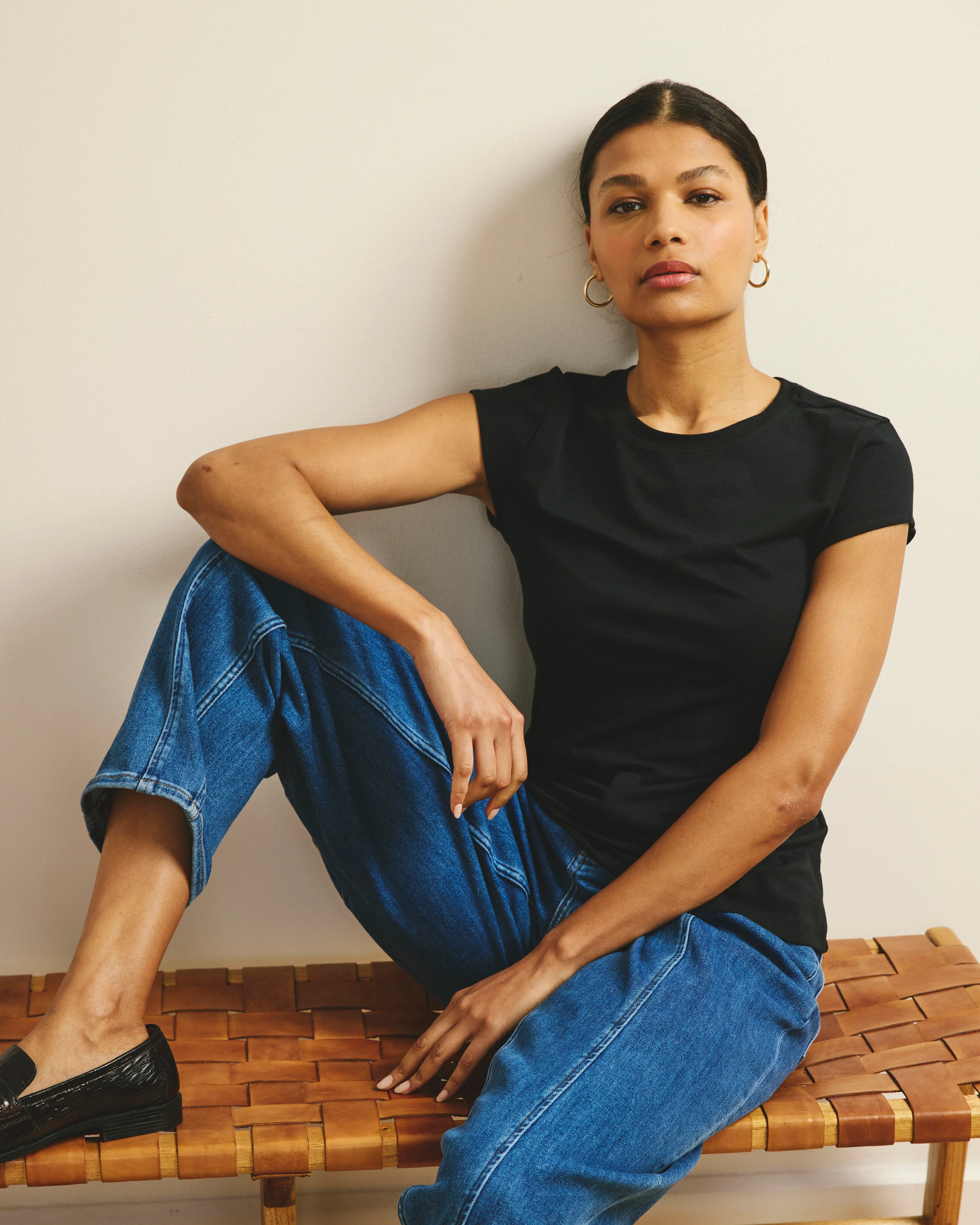 Ashley Cap Sleeve Tee - Black - Image 2