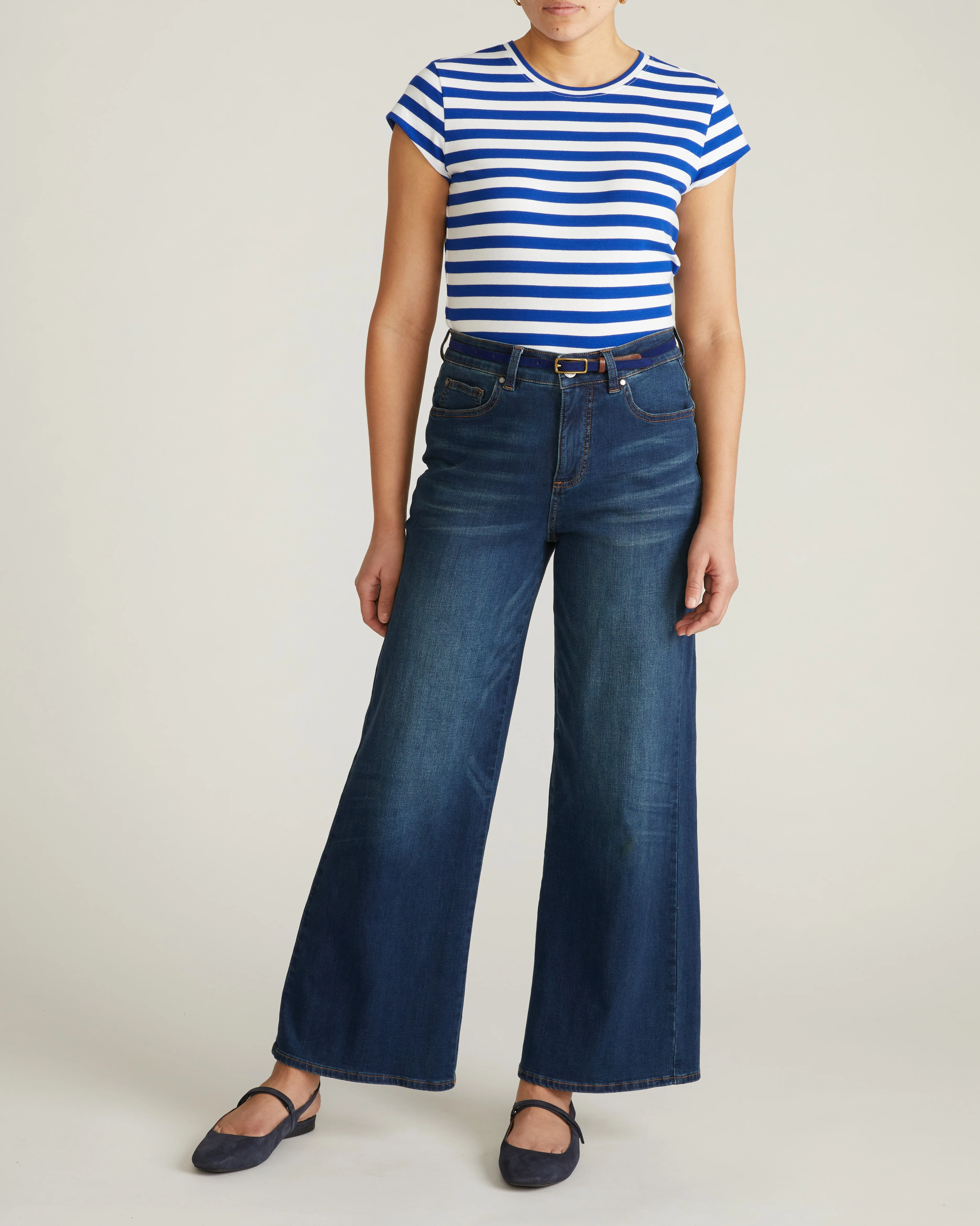 Ashley Cap Sleeve Tee - Hammersmith Blue/White Stripe - Image 3