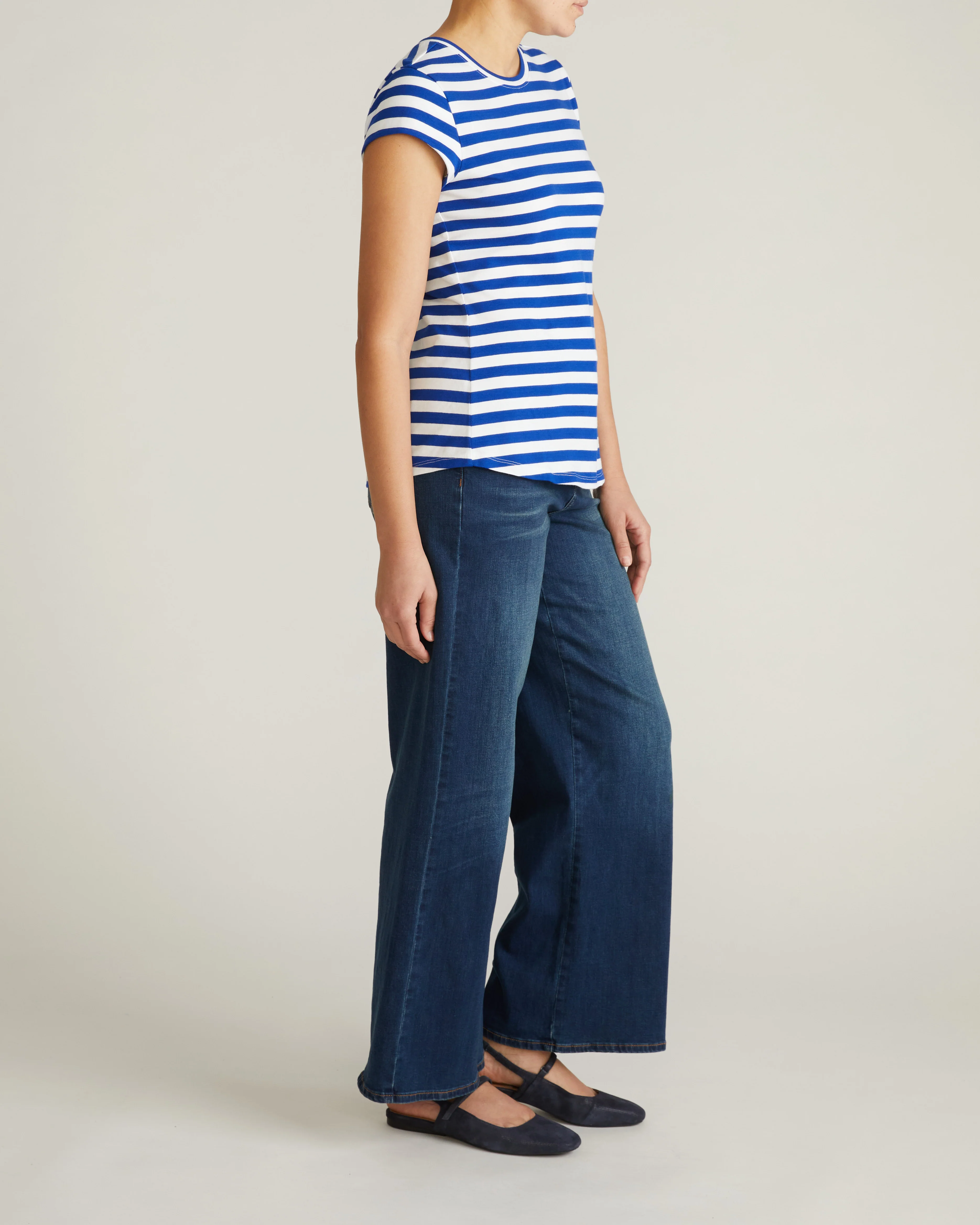 Ashley Cap Sleeve Tee - Hammersmith Blue/White Stripe - Image 4