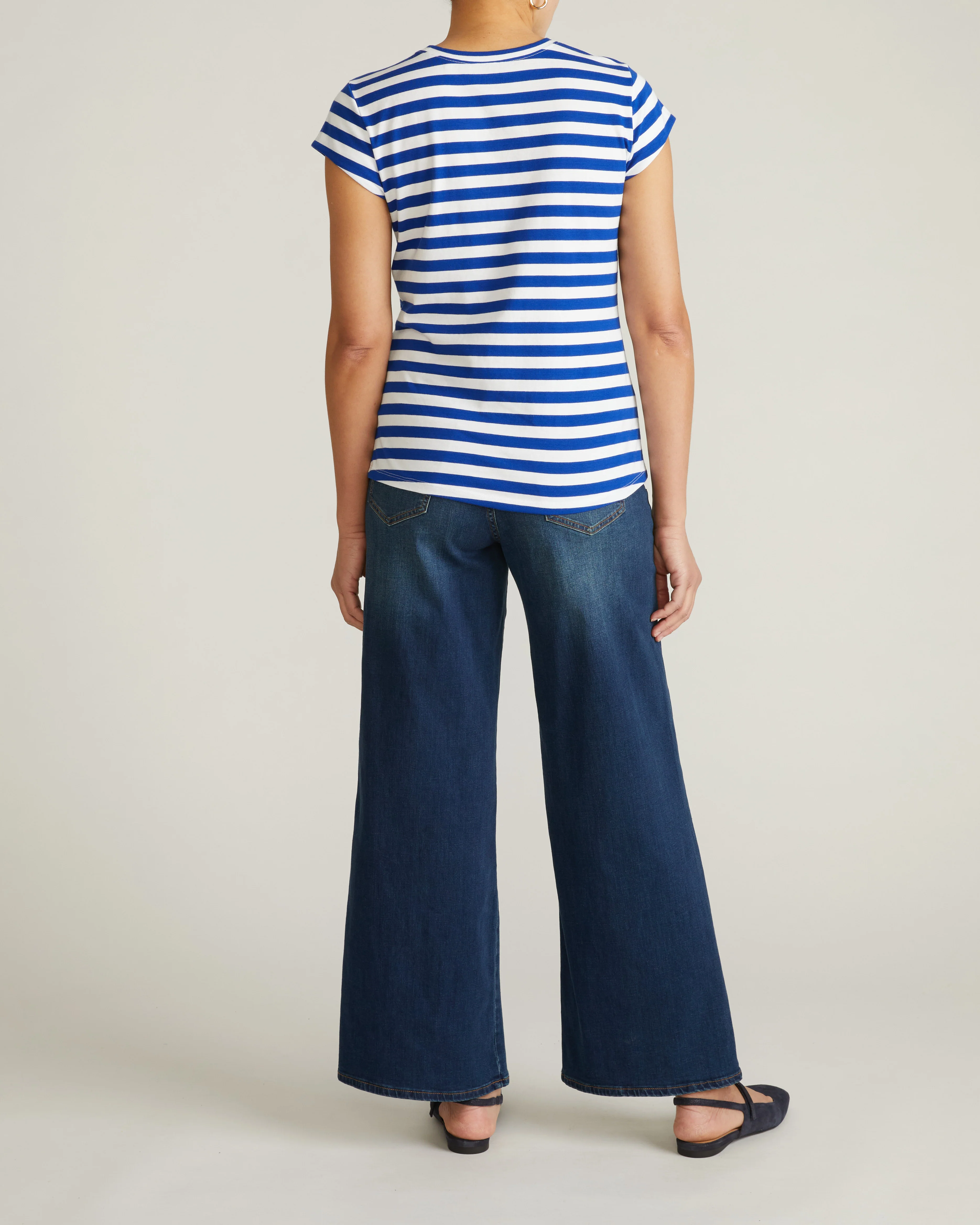 Ashley Cap Sleeve Tee - Hammersmith Blue/White Stripe - Image 5