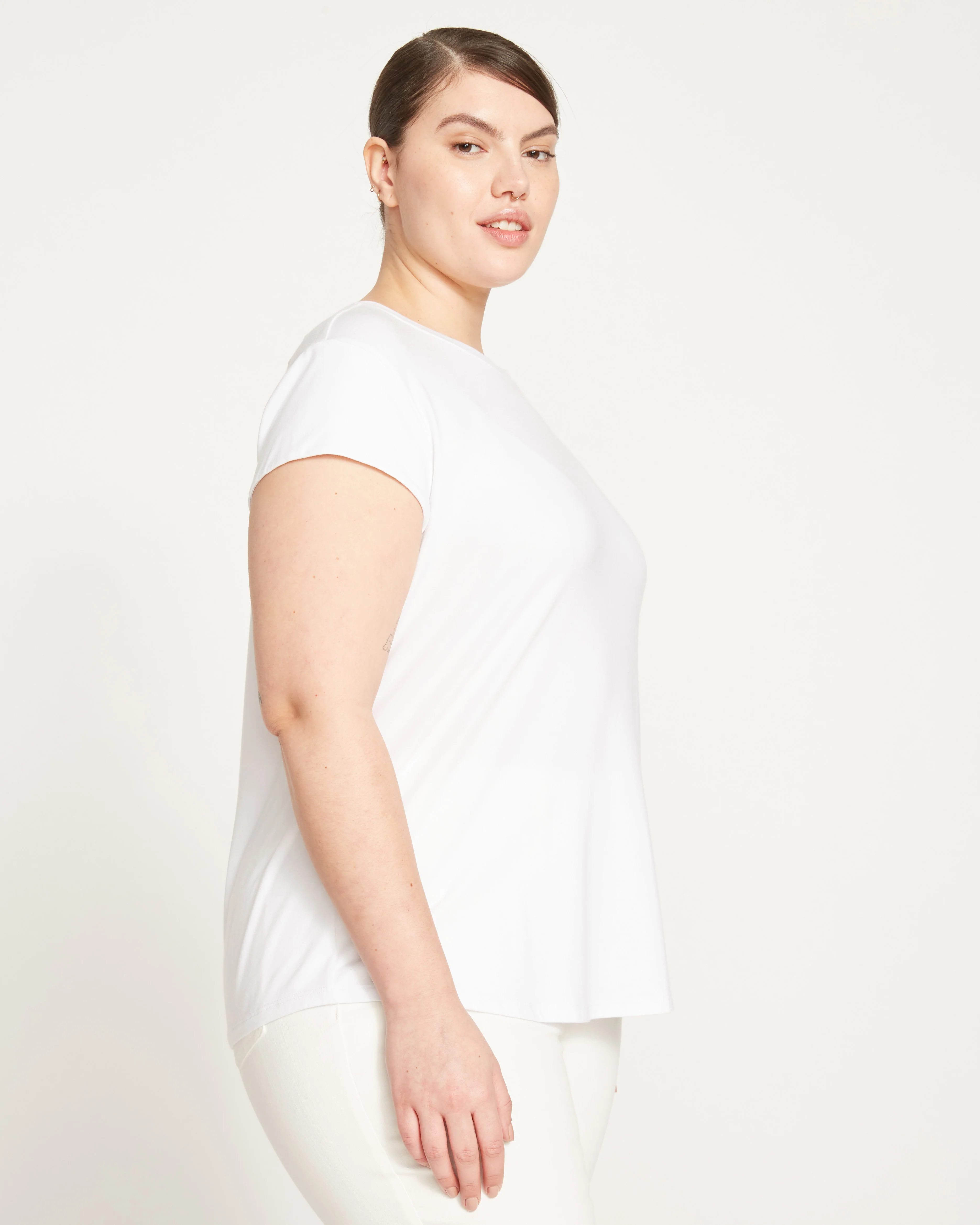 Ashley Cap Sleeve Tee - White - Image 11