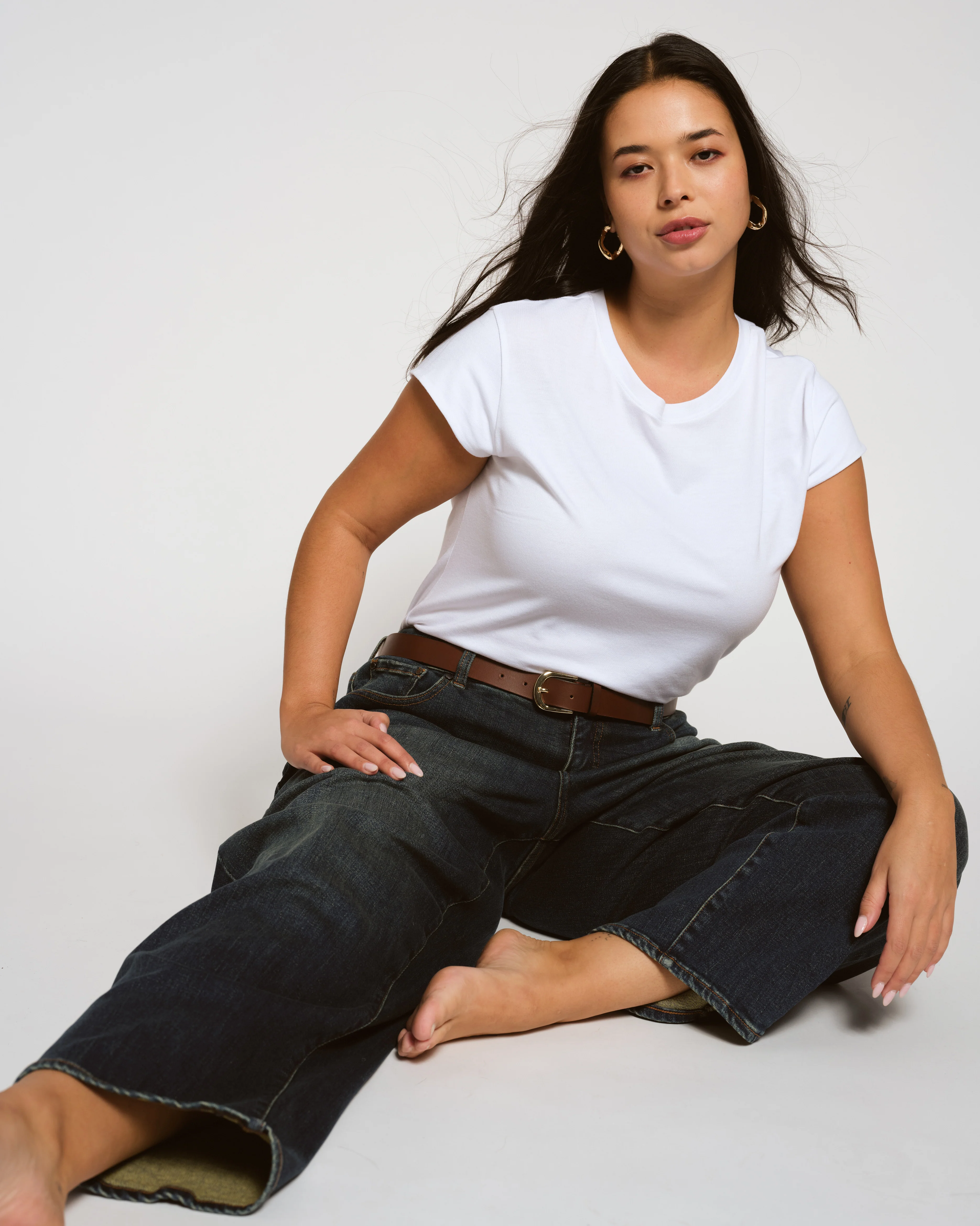 Ashley Cap Sleeve Tee - White - Image 3