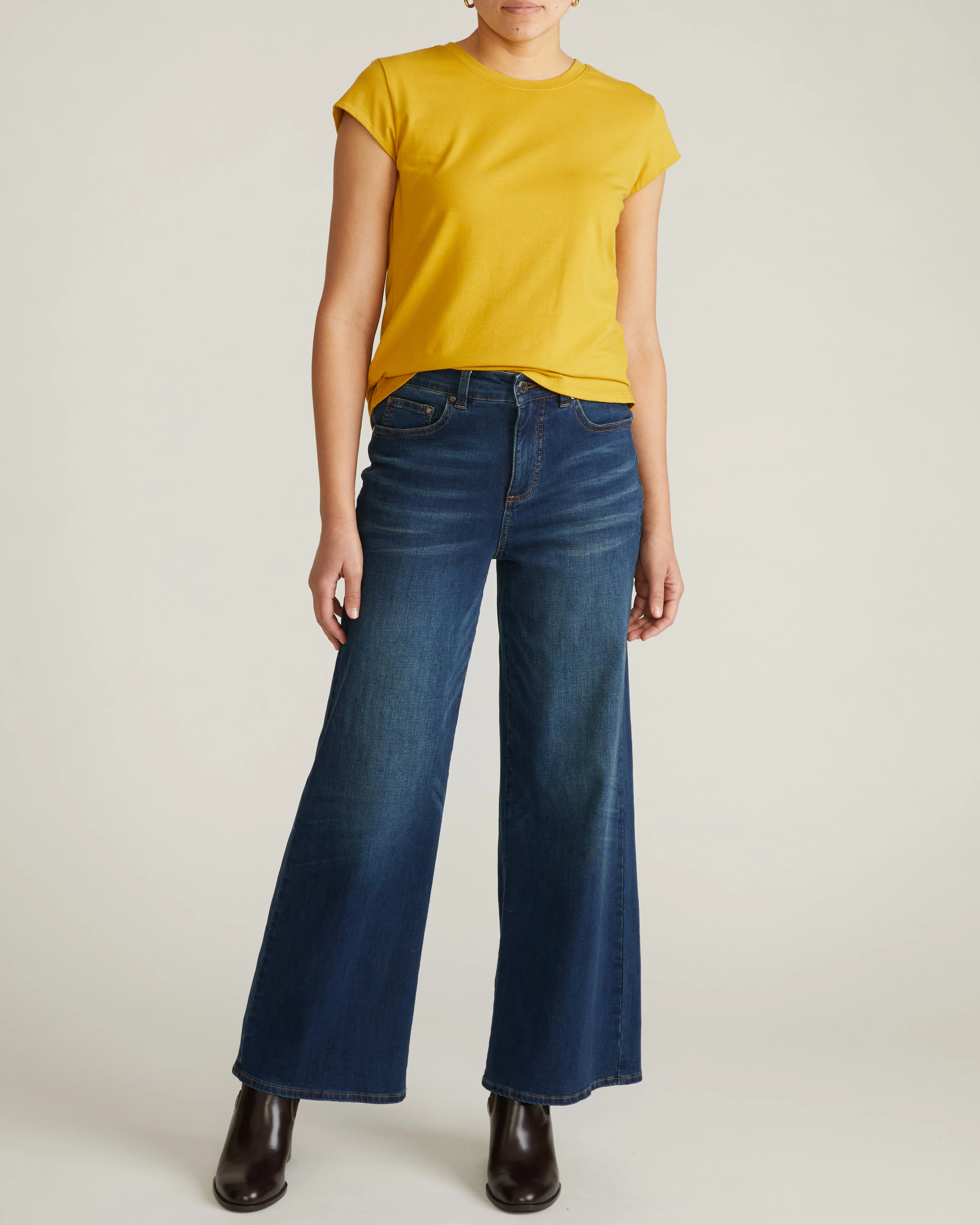 Ashley Cap Sleeve Tee - Yellow Ochre - Image 5