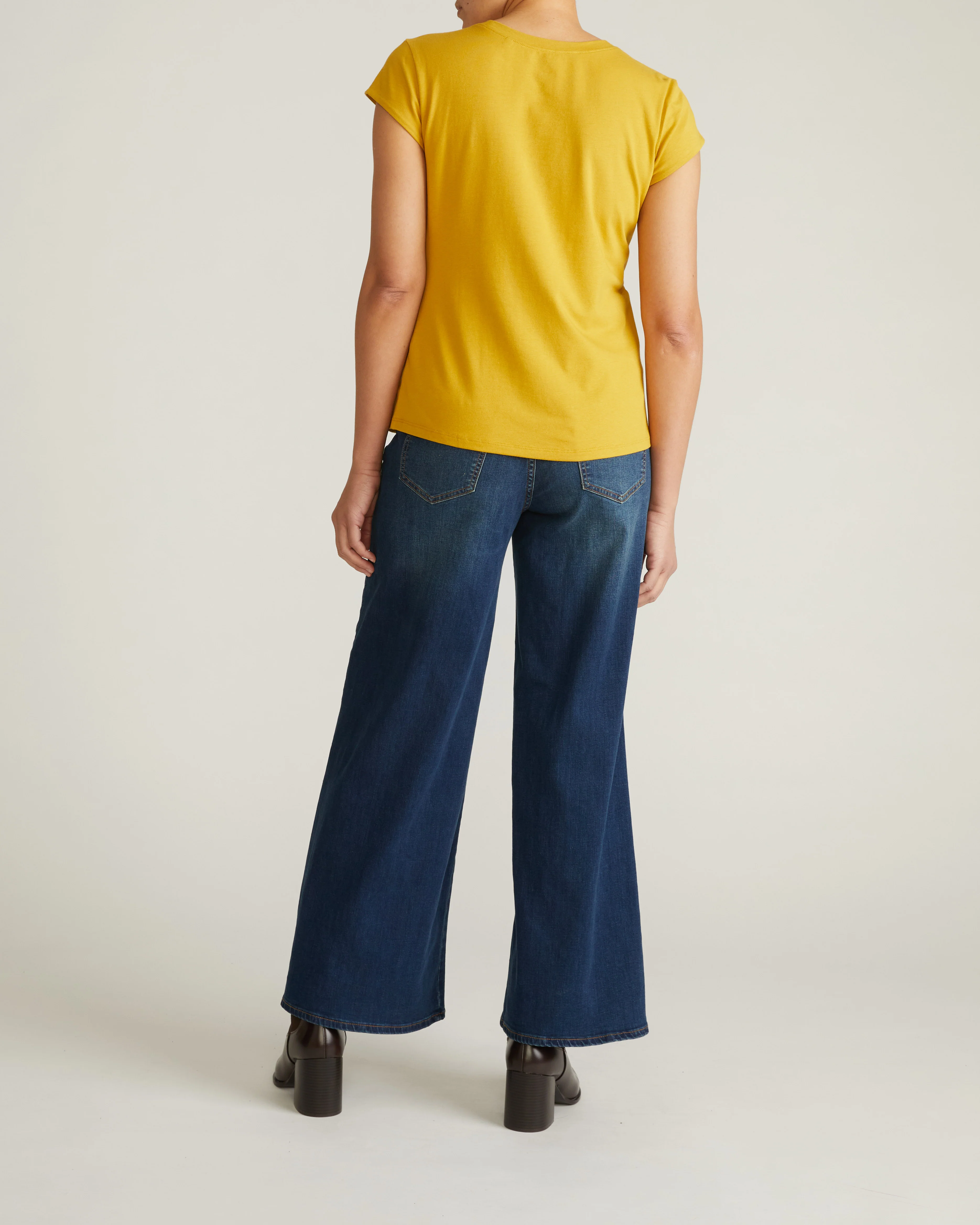 Ashley Cap Sleeve Tee - Yellow Ochre - Image 7