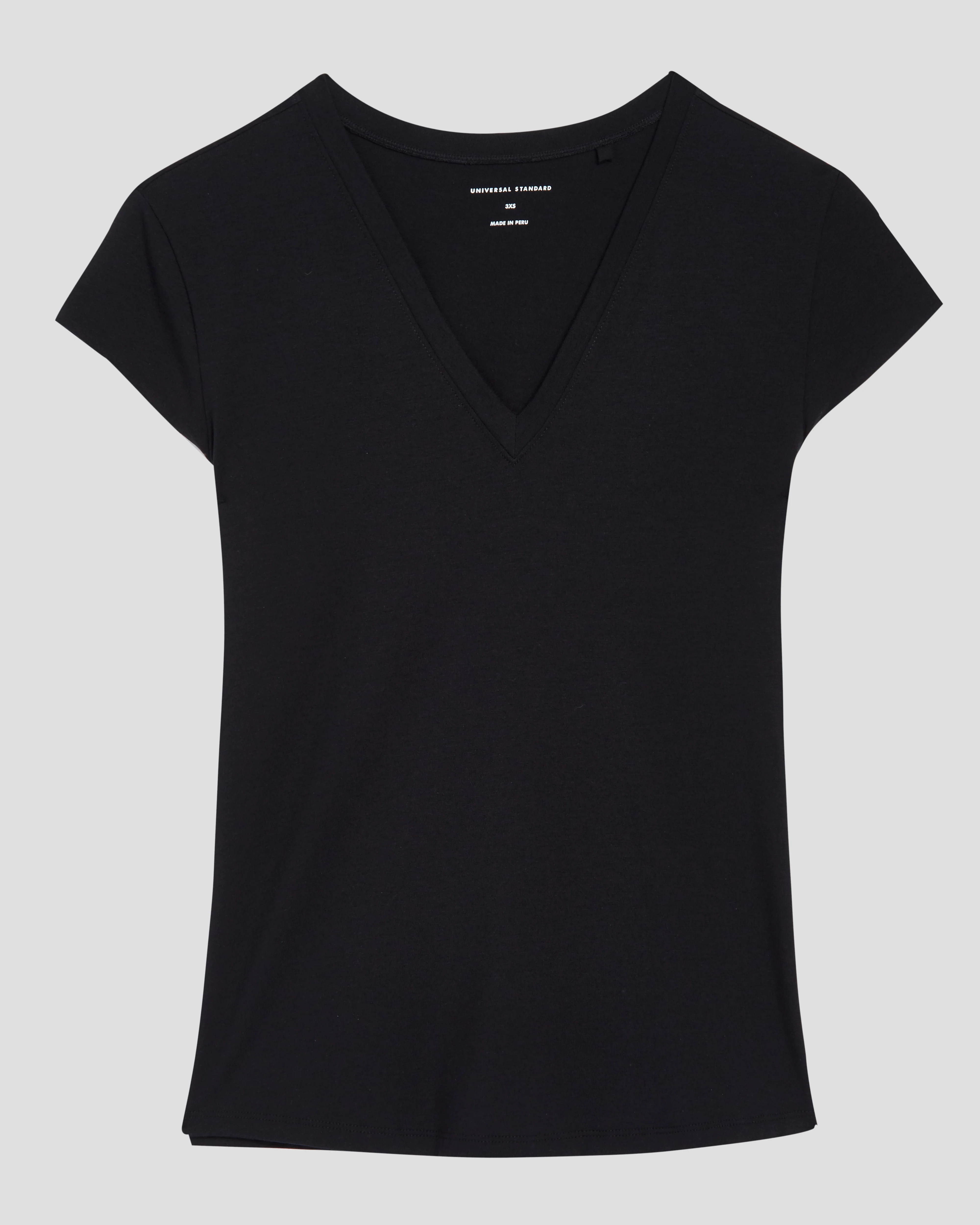 Ashley V Neck Cap Sleeve Tee - Black - Image 2