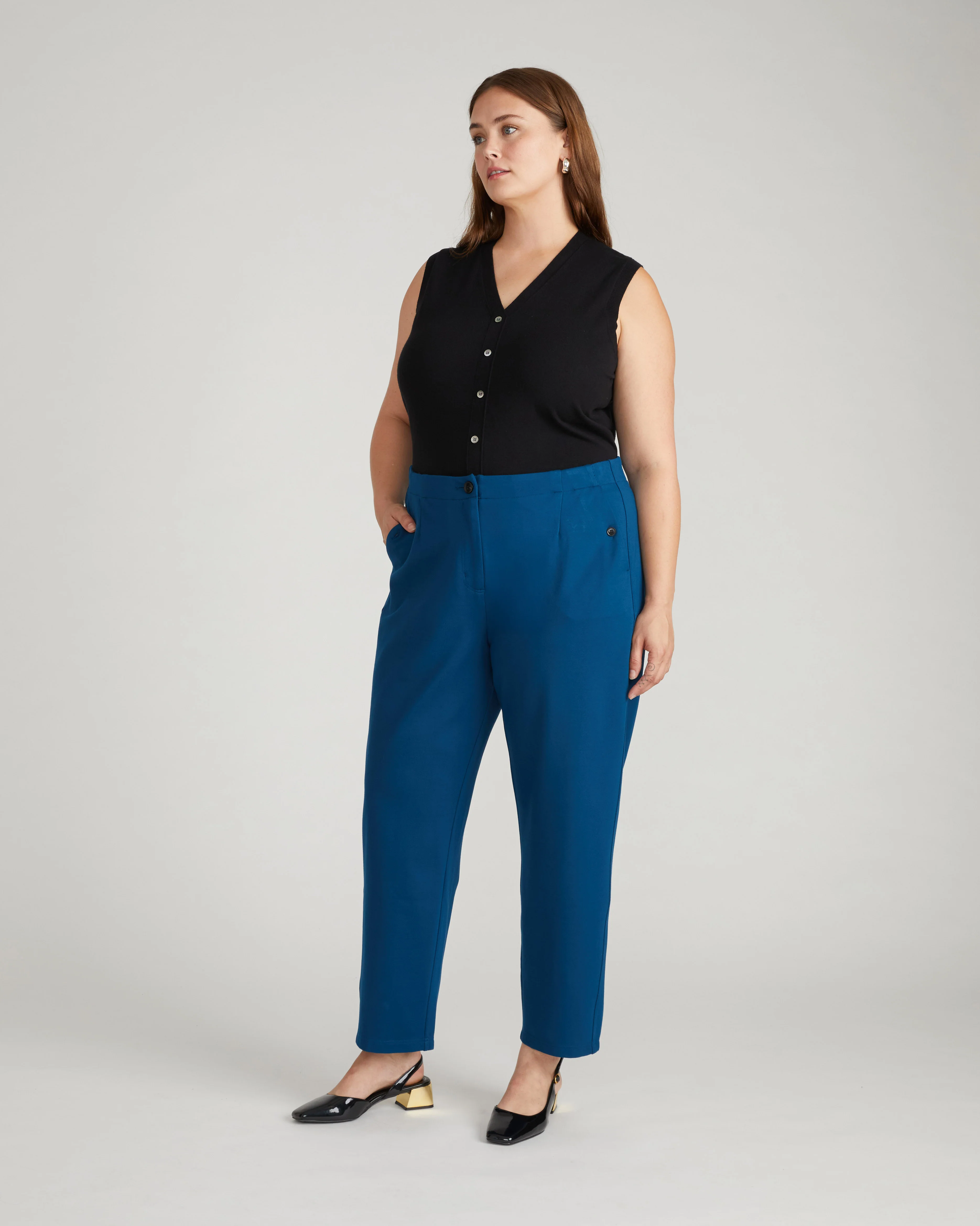 Audrey Tailored Ponte Pants - Deep Teal - Image 2