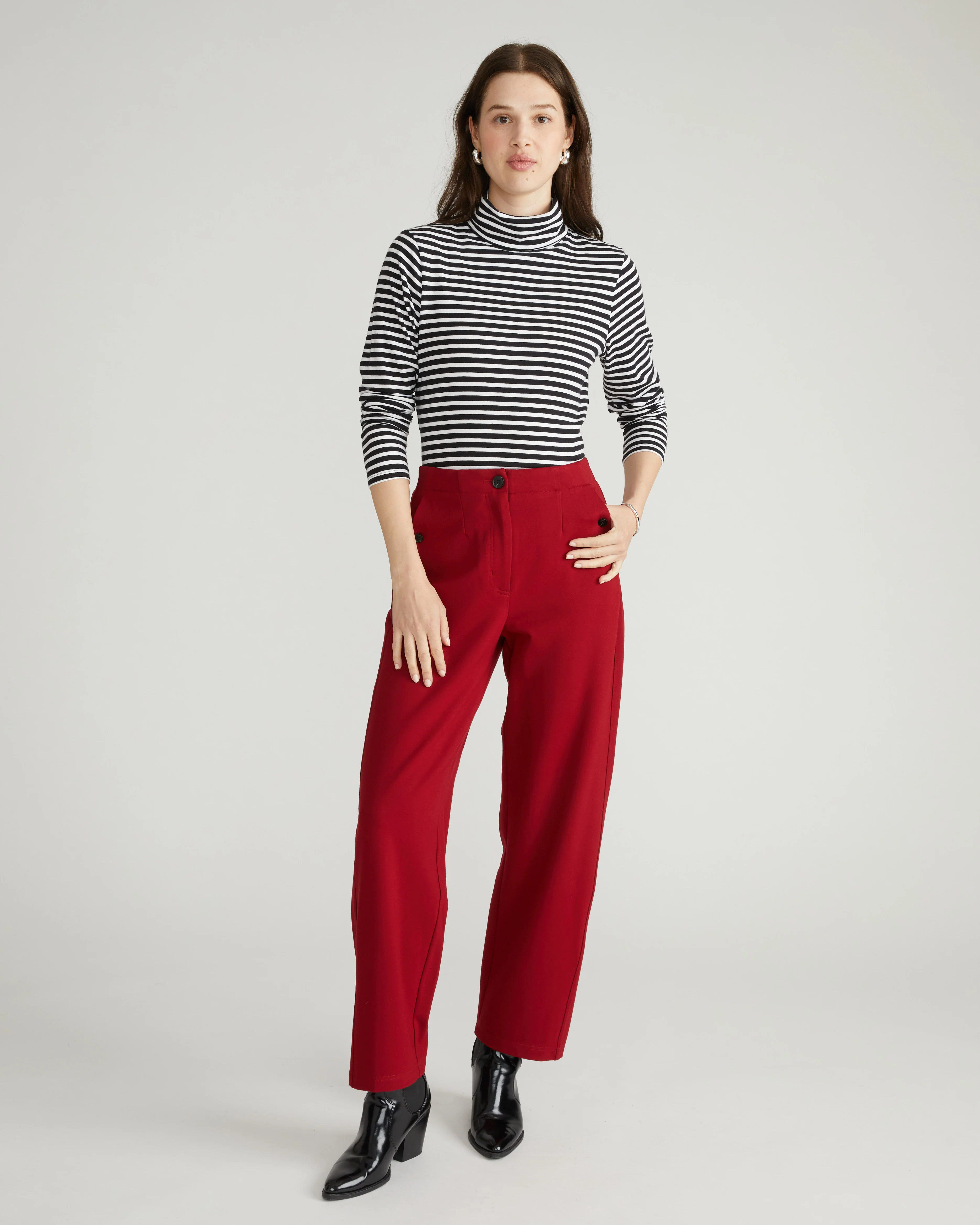 Audrey Tailored Ponte Pants - Garnet - Image 6