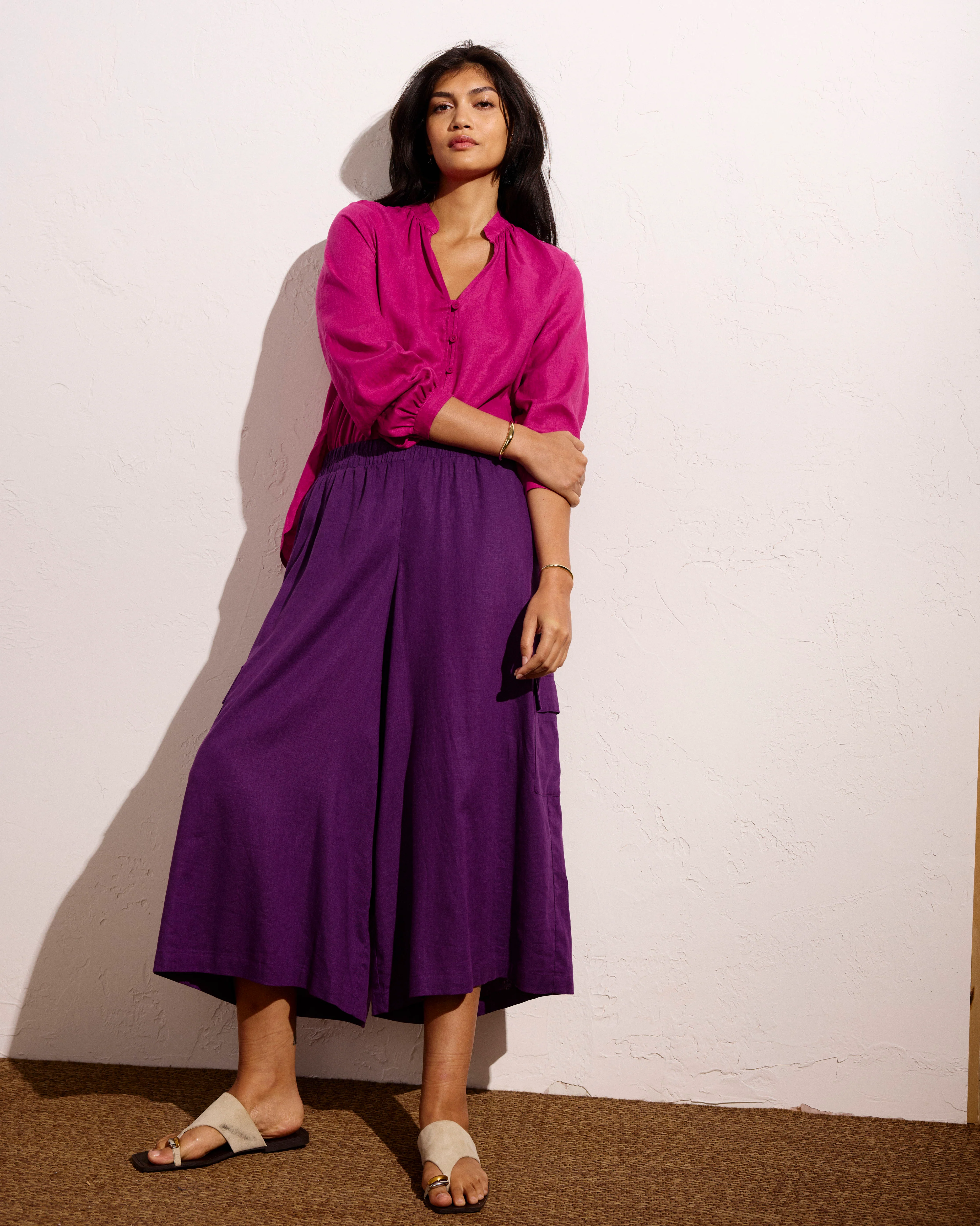 Avalon Linen Blouse - Hyper Pink - Image 3