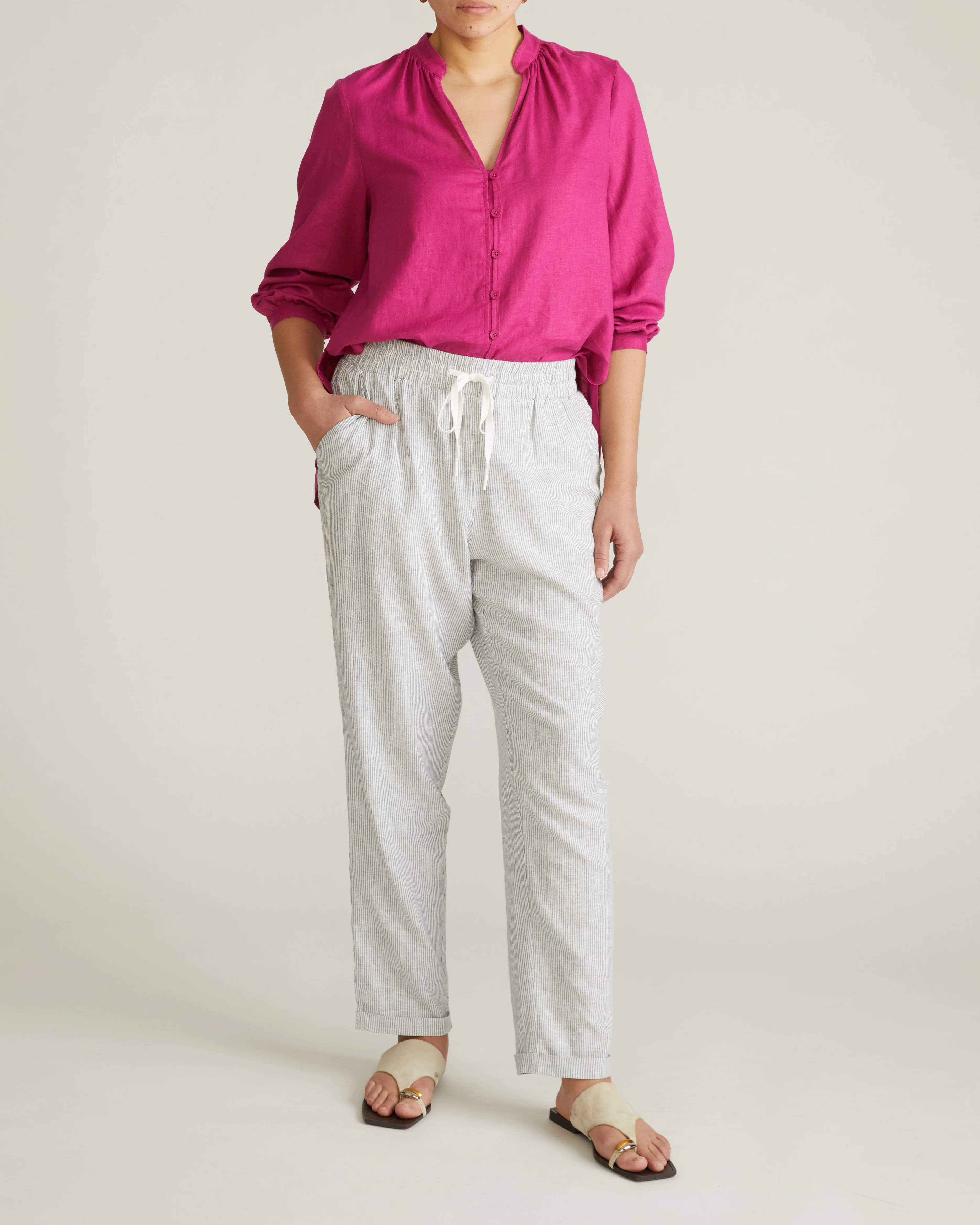 Avalon Linen Blouse - Hyper Pink - Image 7