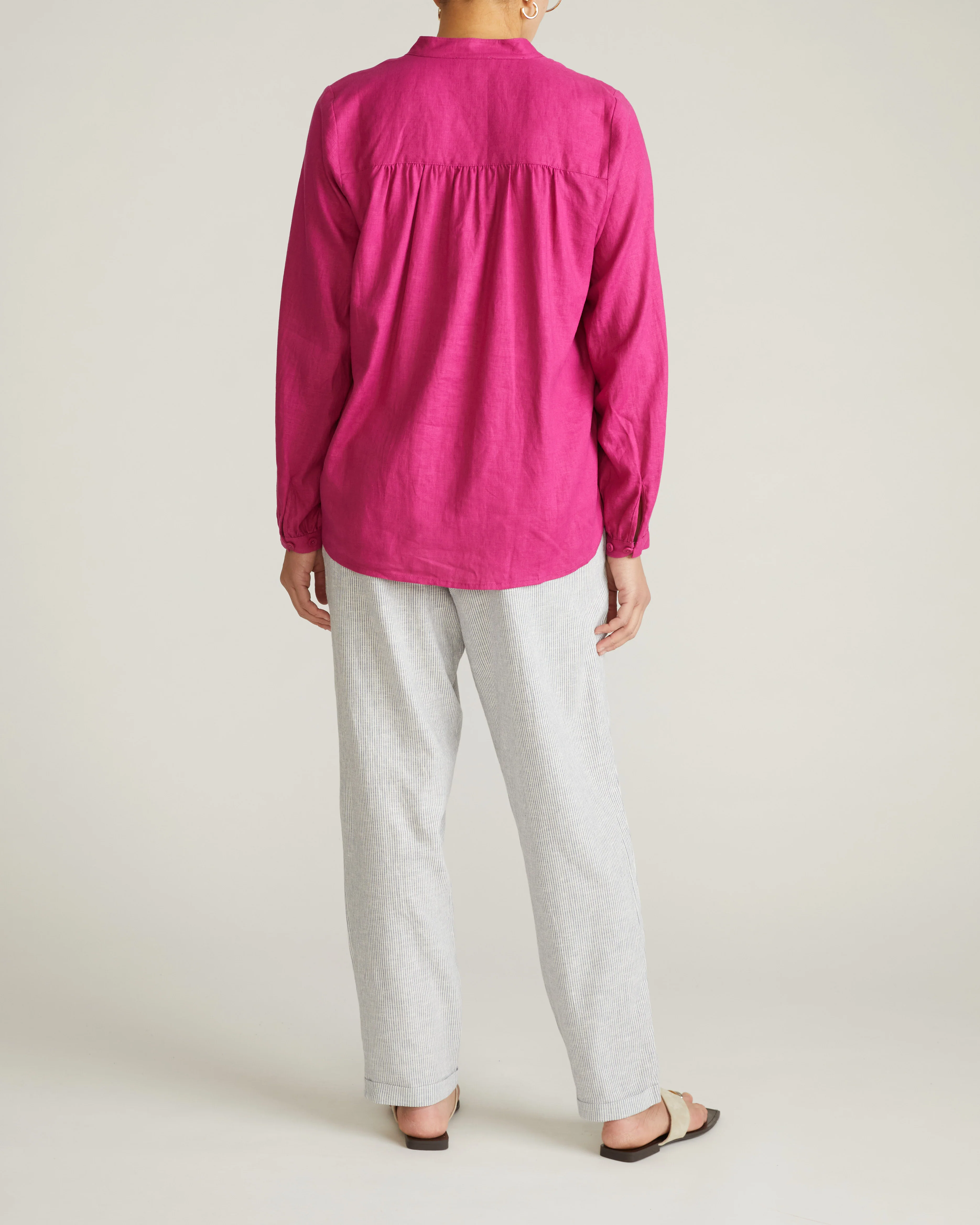 Avalon Linen Blouse - Hyper Pink - Image 9