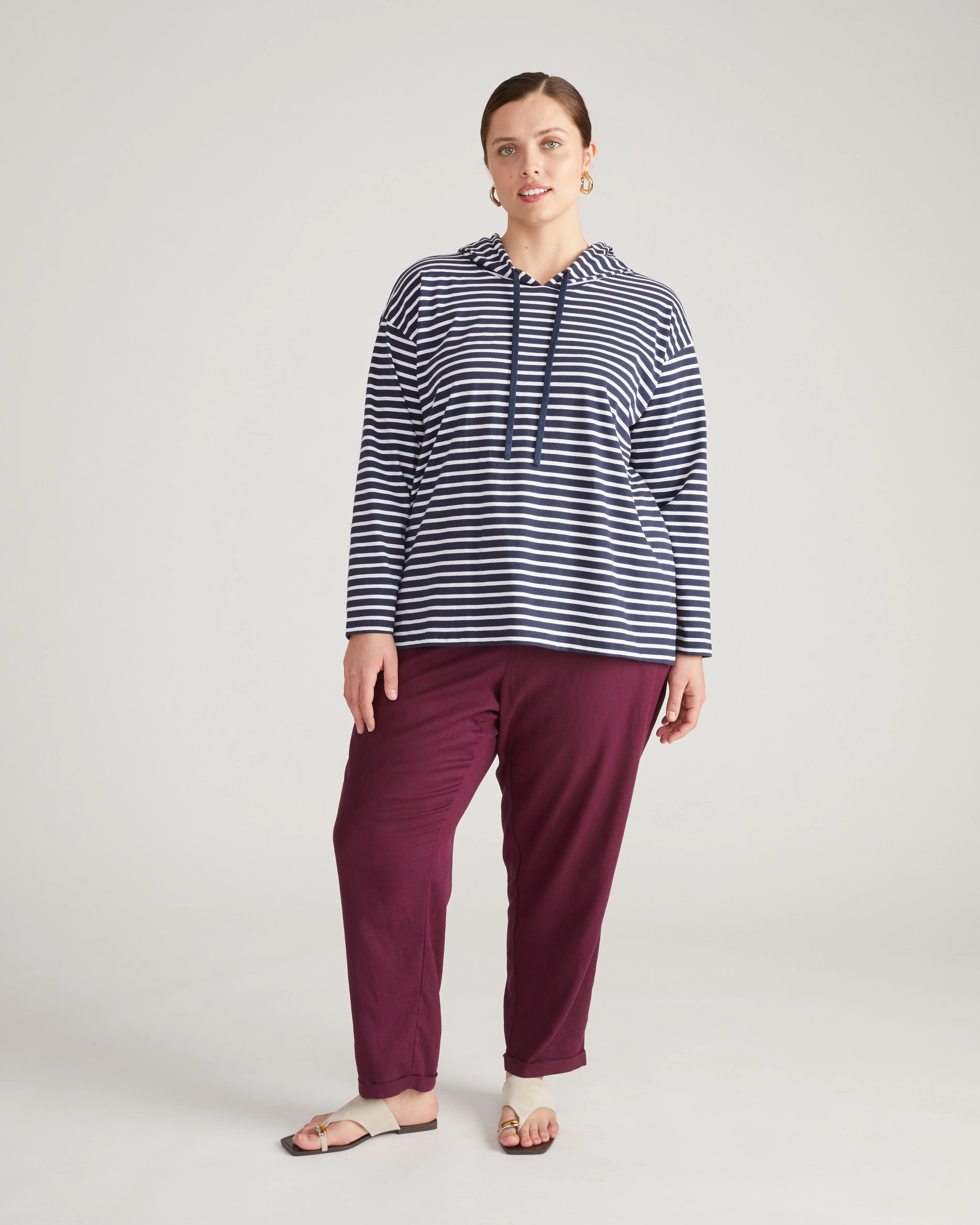 Baja Breton Stripe Hoodie - Navy/White Stripe - Image 2