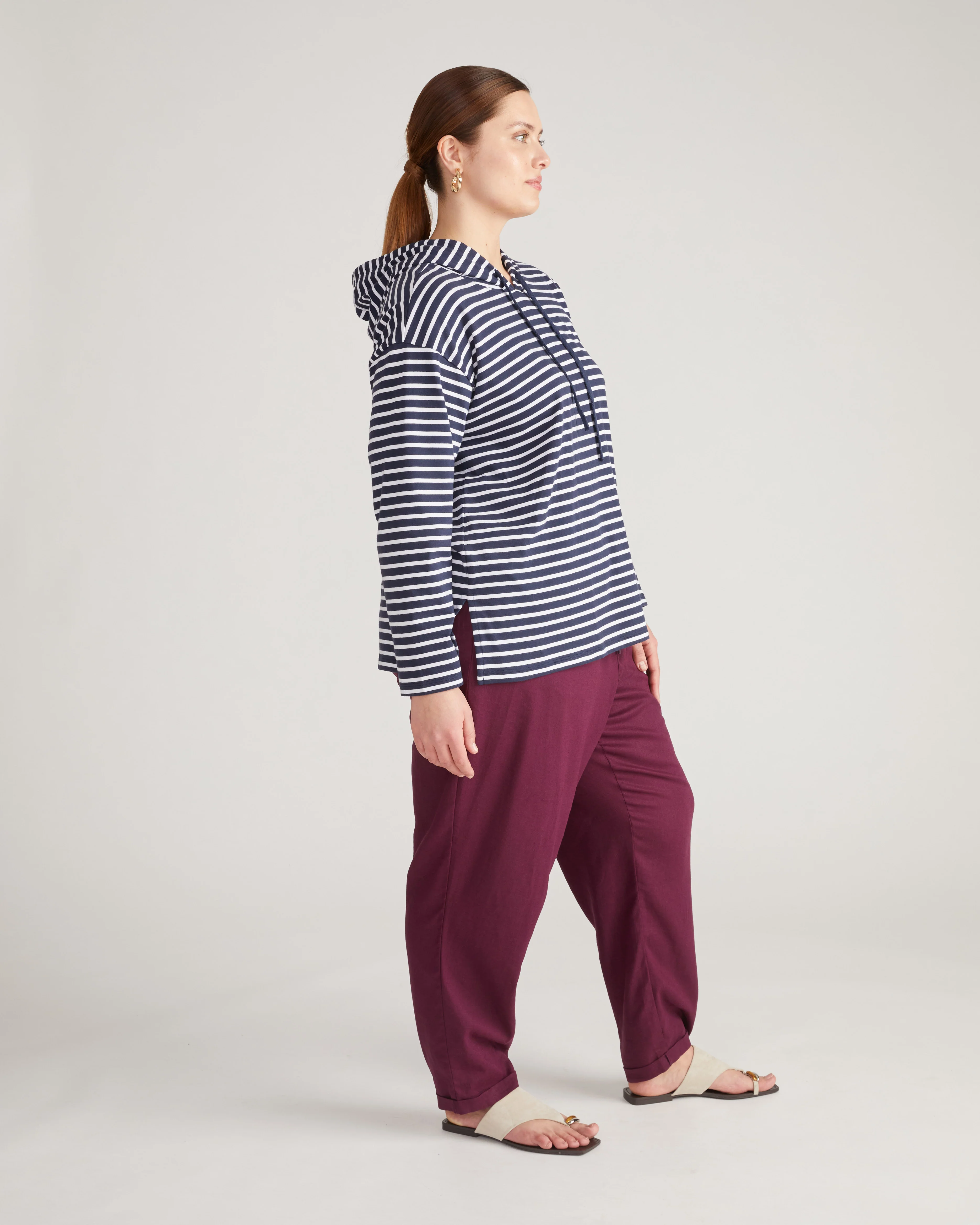 Baja Breton Stripe Hoodie - Navy/White Stripe - Image 3