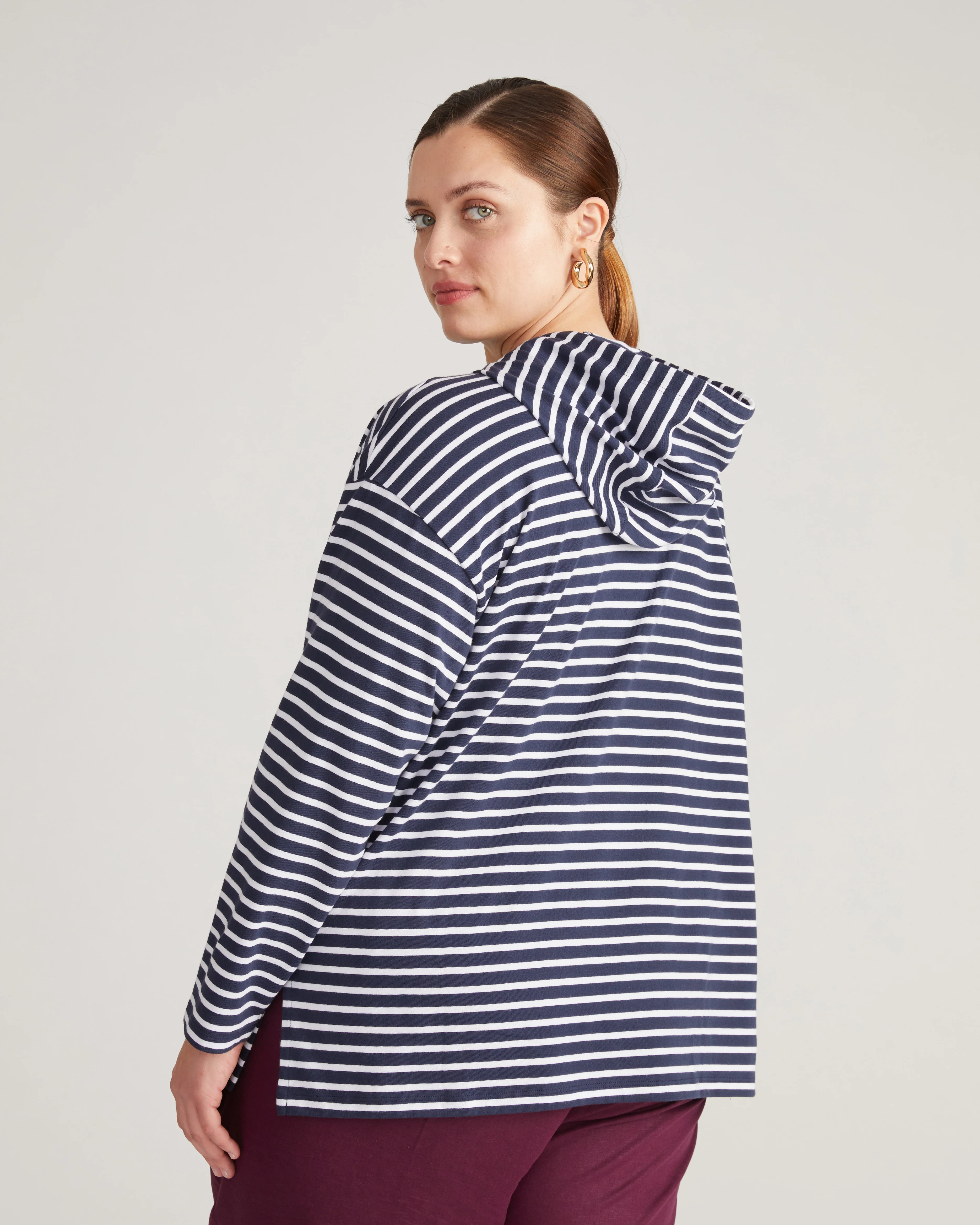 Baja Breton Stripe Hoodie - Navy/White Stripe - Image 4