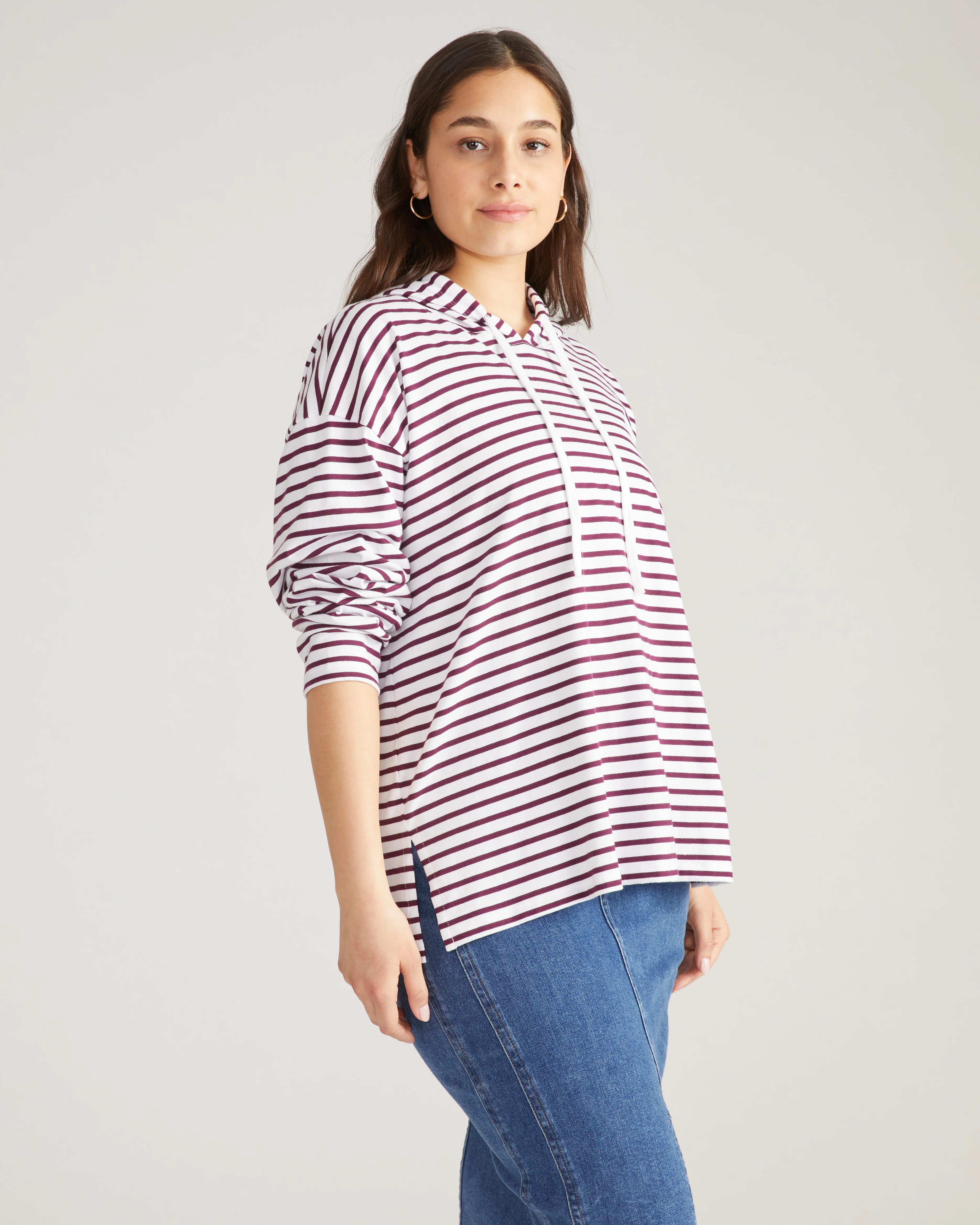 Baja Breton Stripe Hoodie - White/Gamay Stripe - Image 3