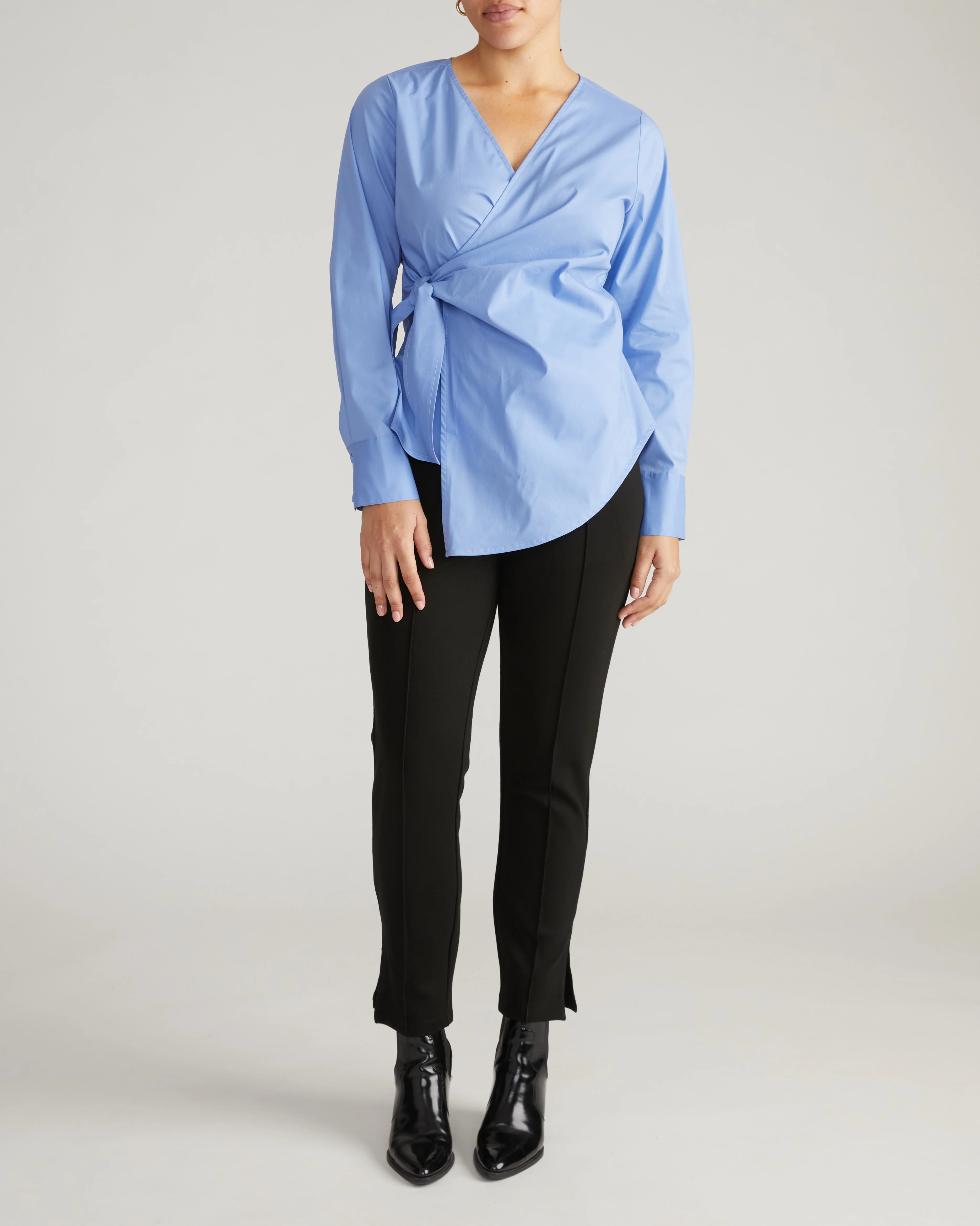 Beacon Stretch Poplin Wrap Shirt - Soft Blue - Image 4