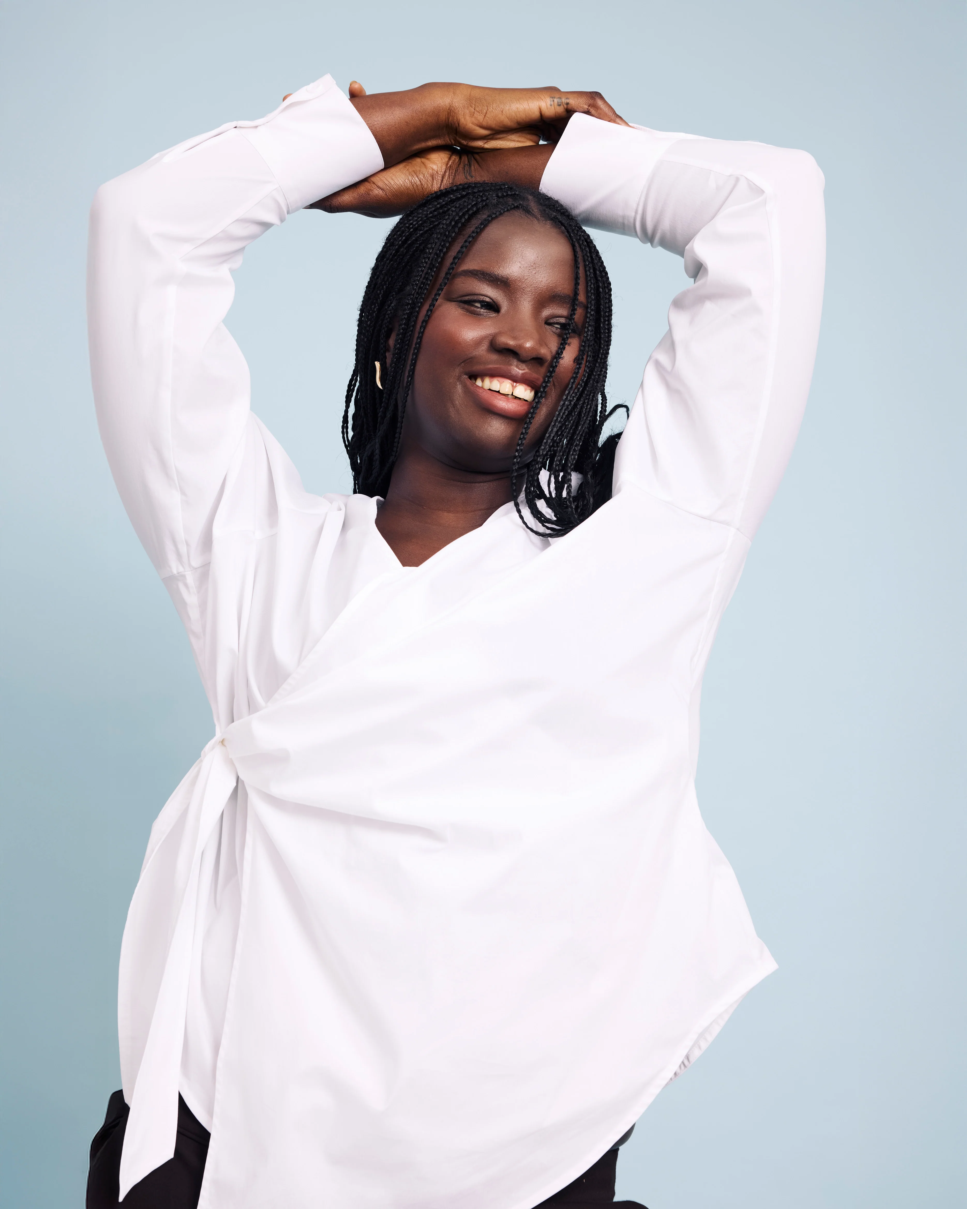 Beacon Stretch Poplin Wrap Shirt - White - Image 4