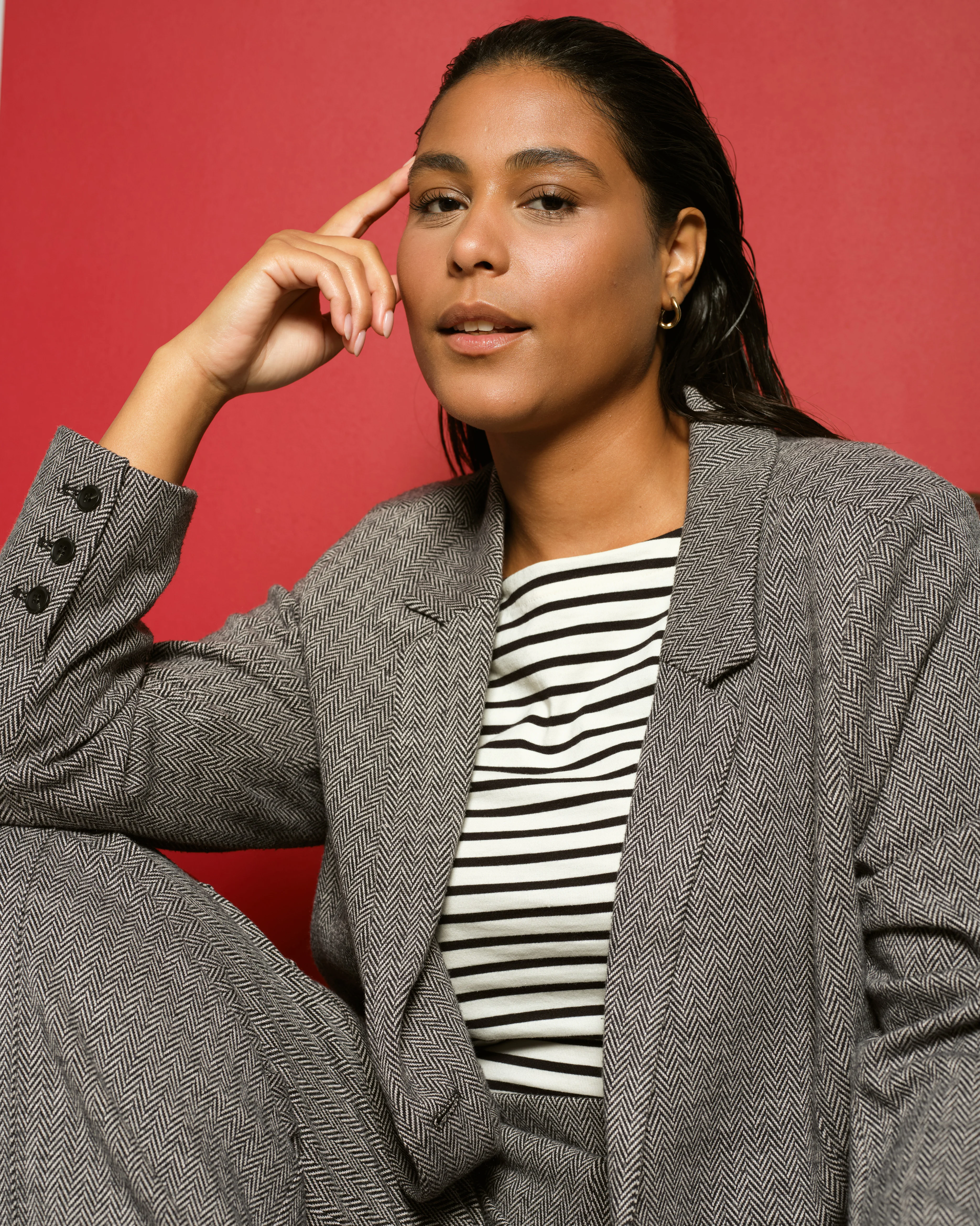 Beas Ponte Blazer - Herringbone Tweed - Image 3