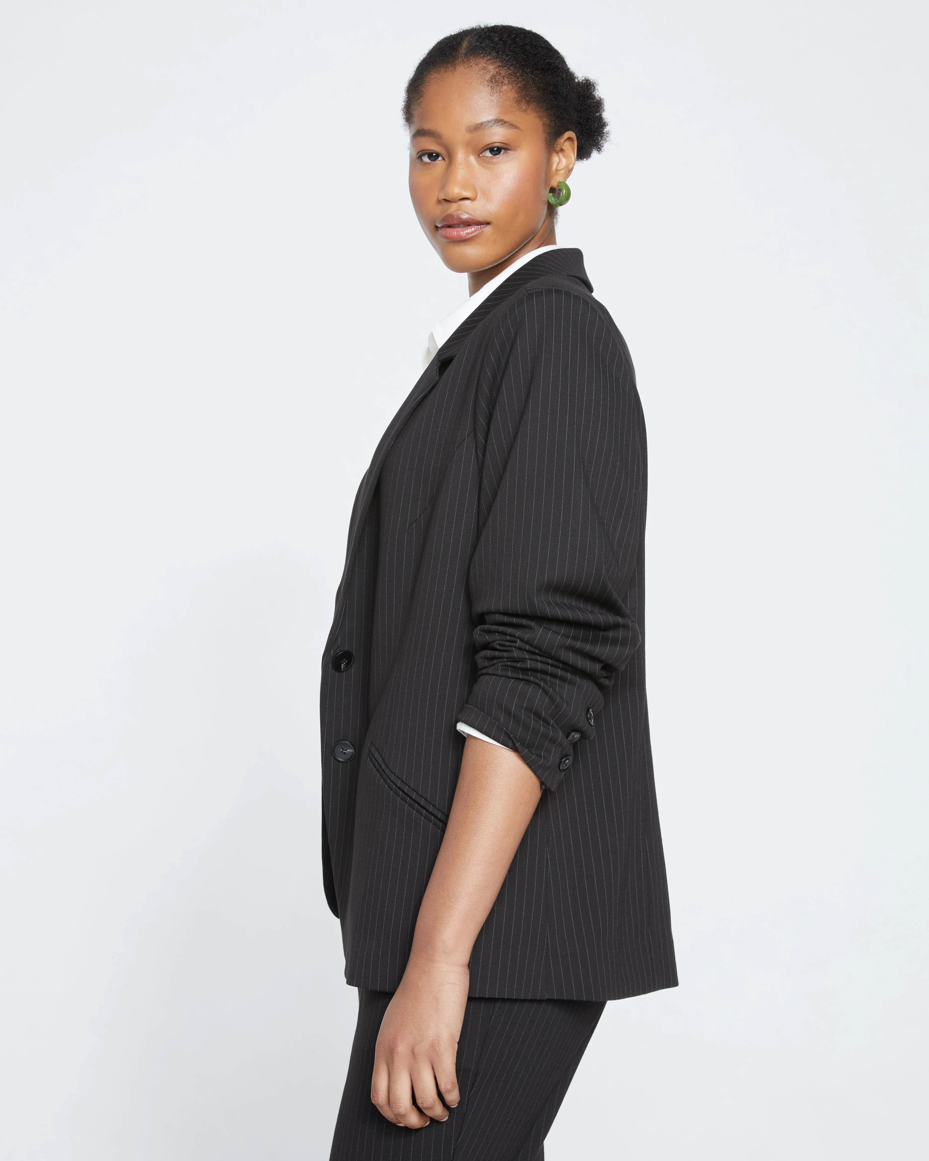 Beas Ponte Blazer - Slate Pinstripe - Image 3