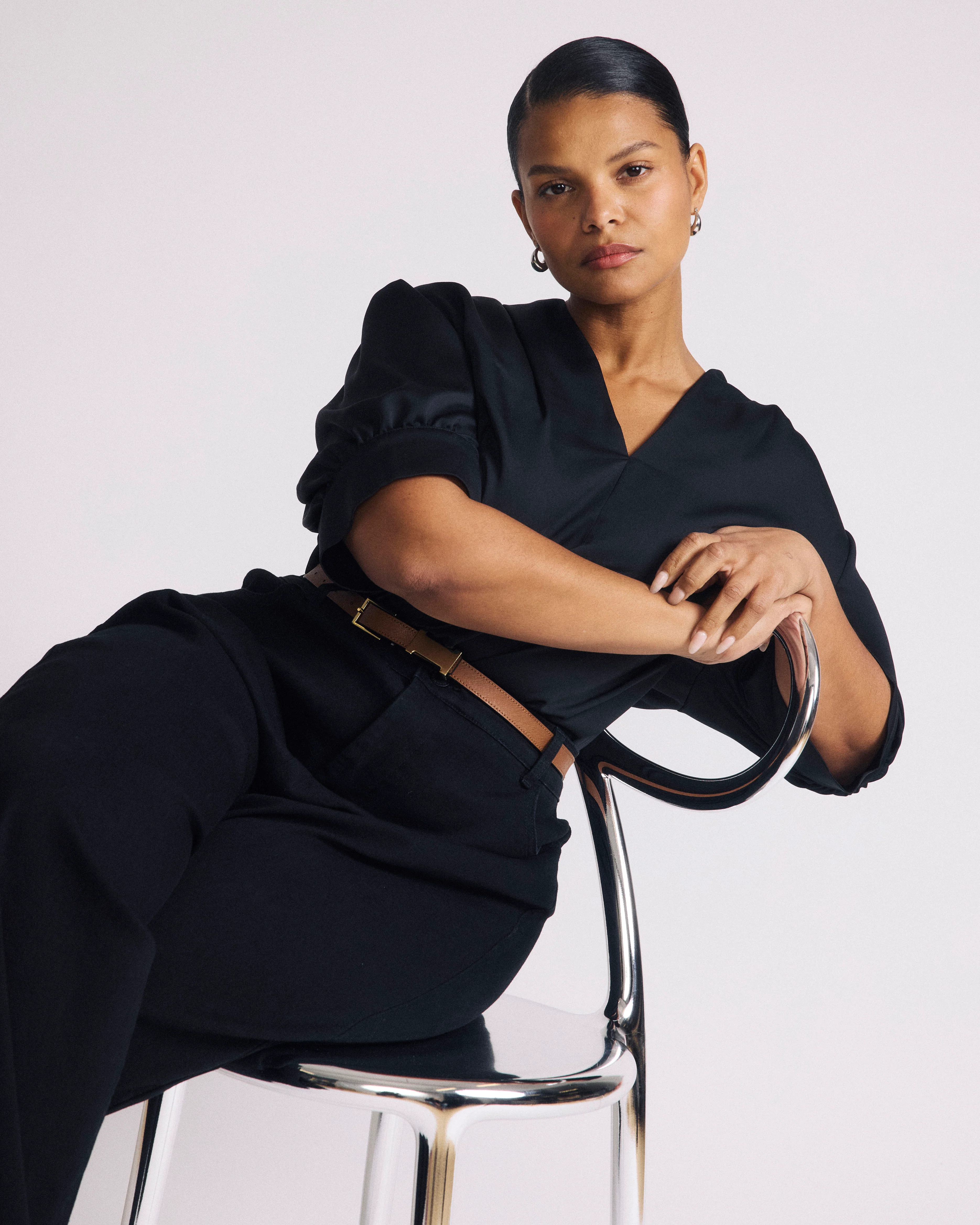 Beatrice Soft Satin Top - Black - Image 6