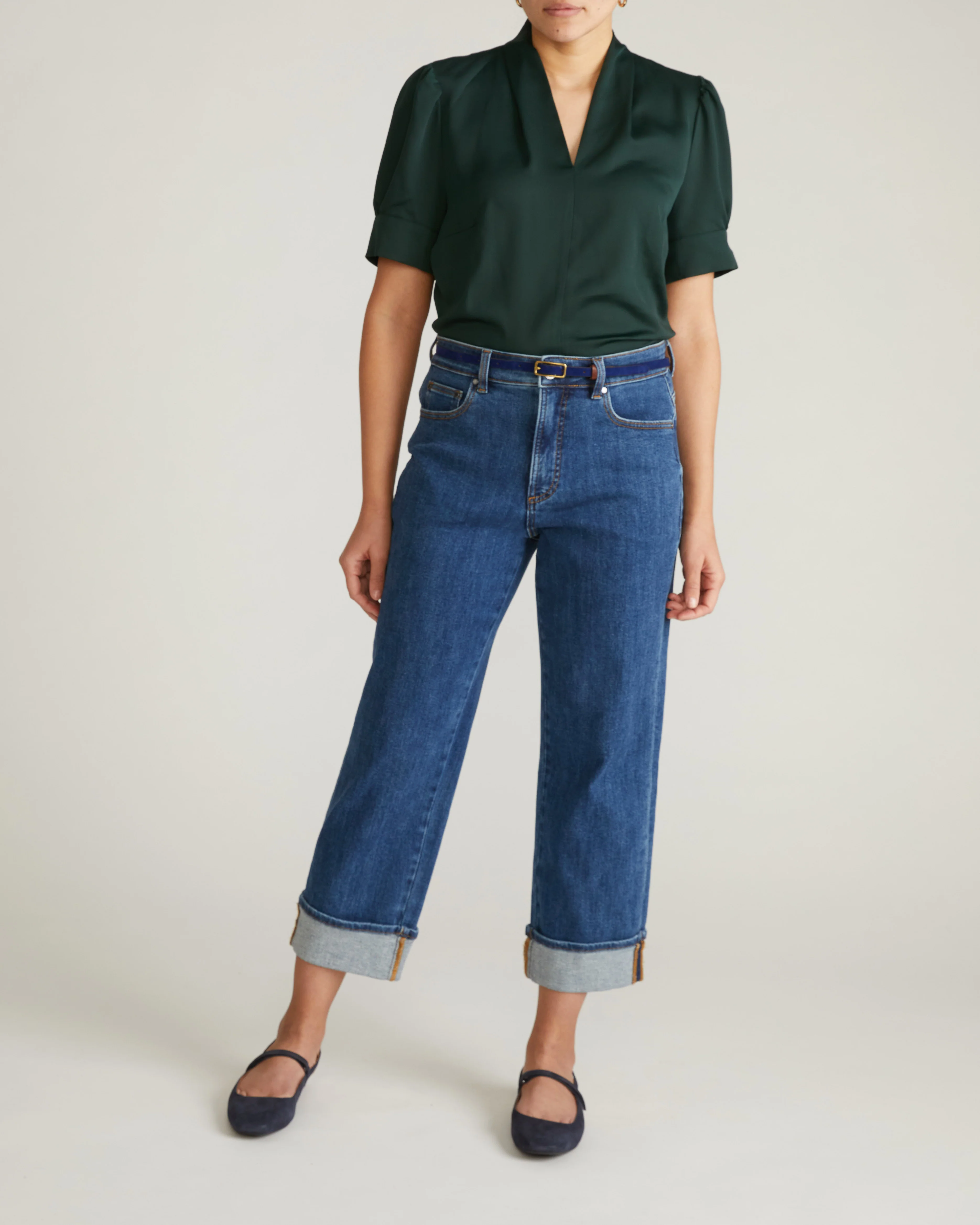Beatrice Soft Satin Top - Forest Green - Image 3