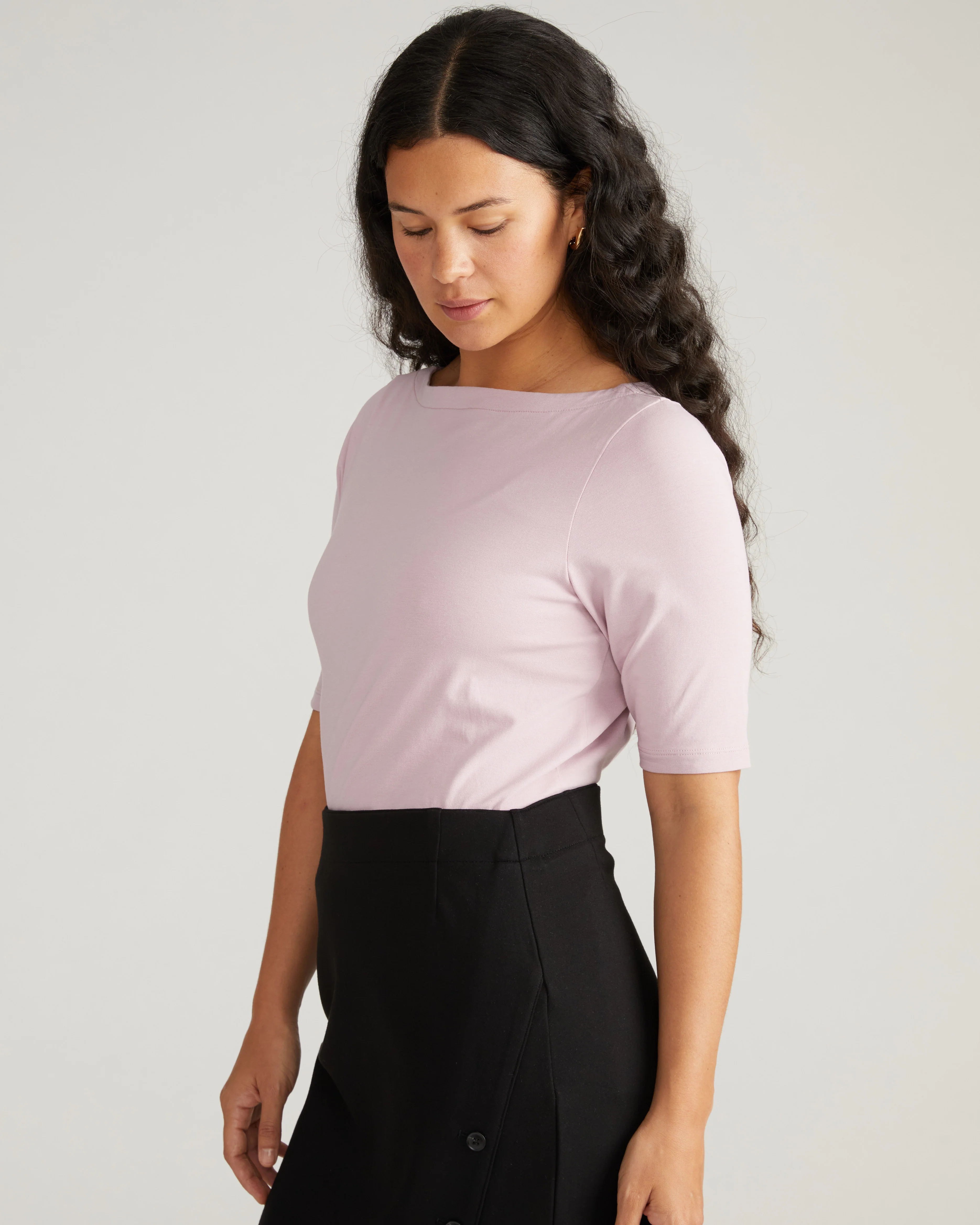 Bella Boatneck Tee - Pale Mauve - Image 3