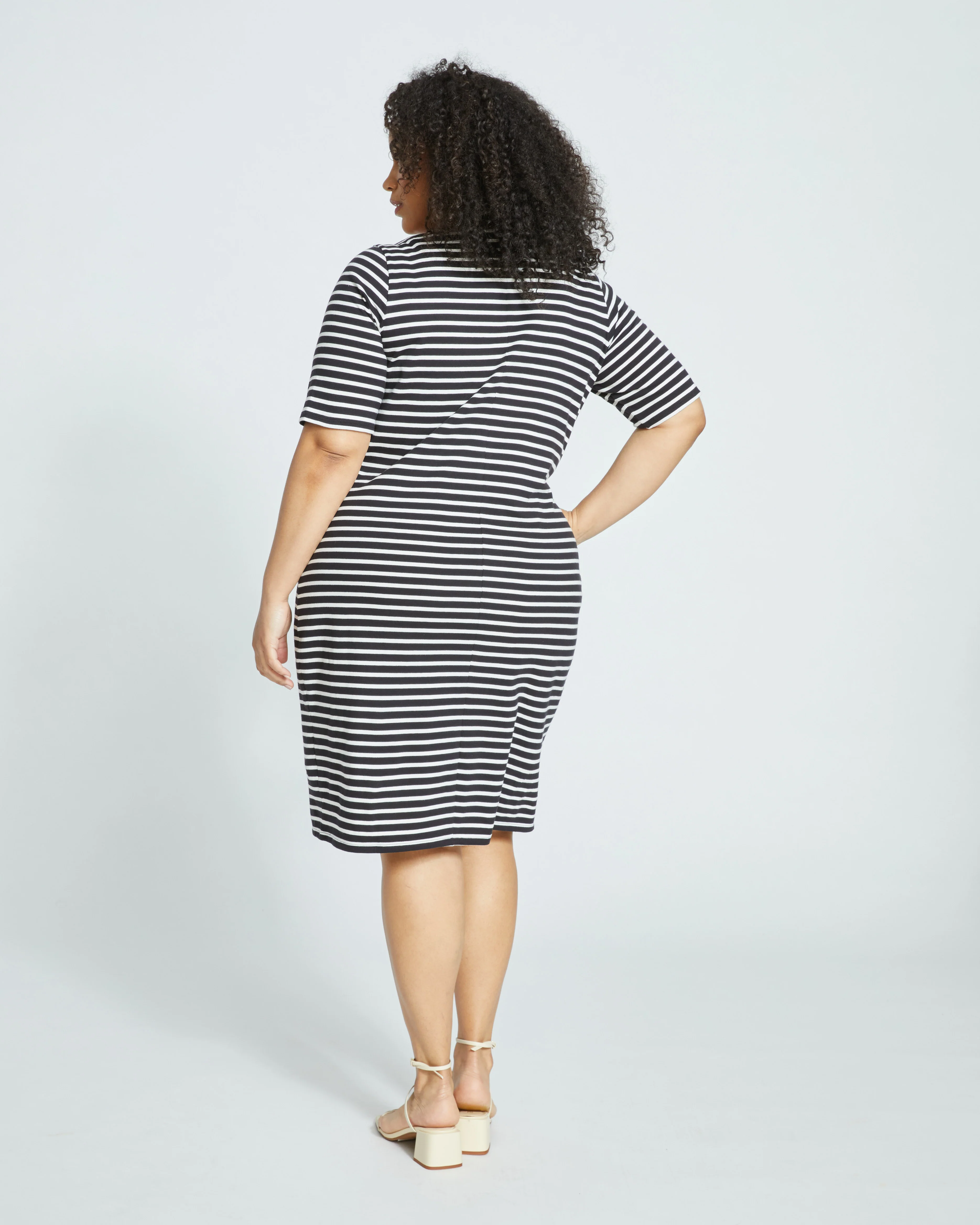 Belle Breton Stripe Jersey Dress - Black/White Stripe - Image 7
