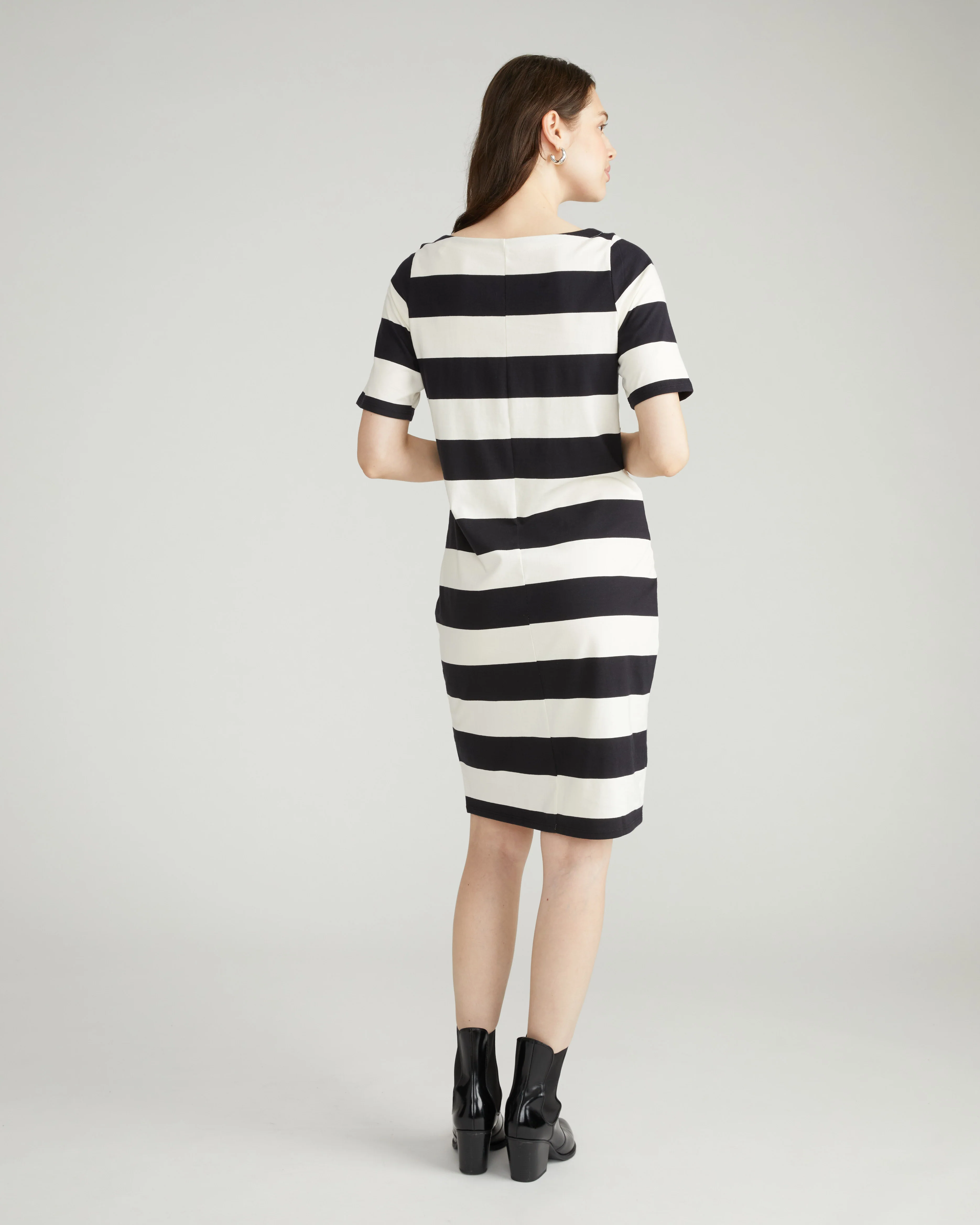 Belle Breton Stripe Jersey Dress - Ecru/Black Rugby Stripe - Image 6