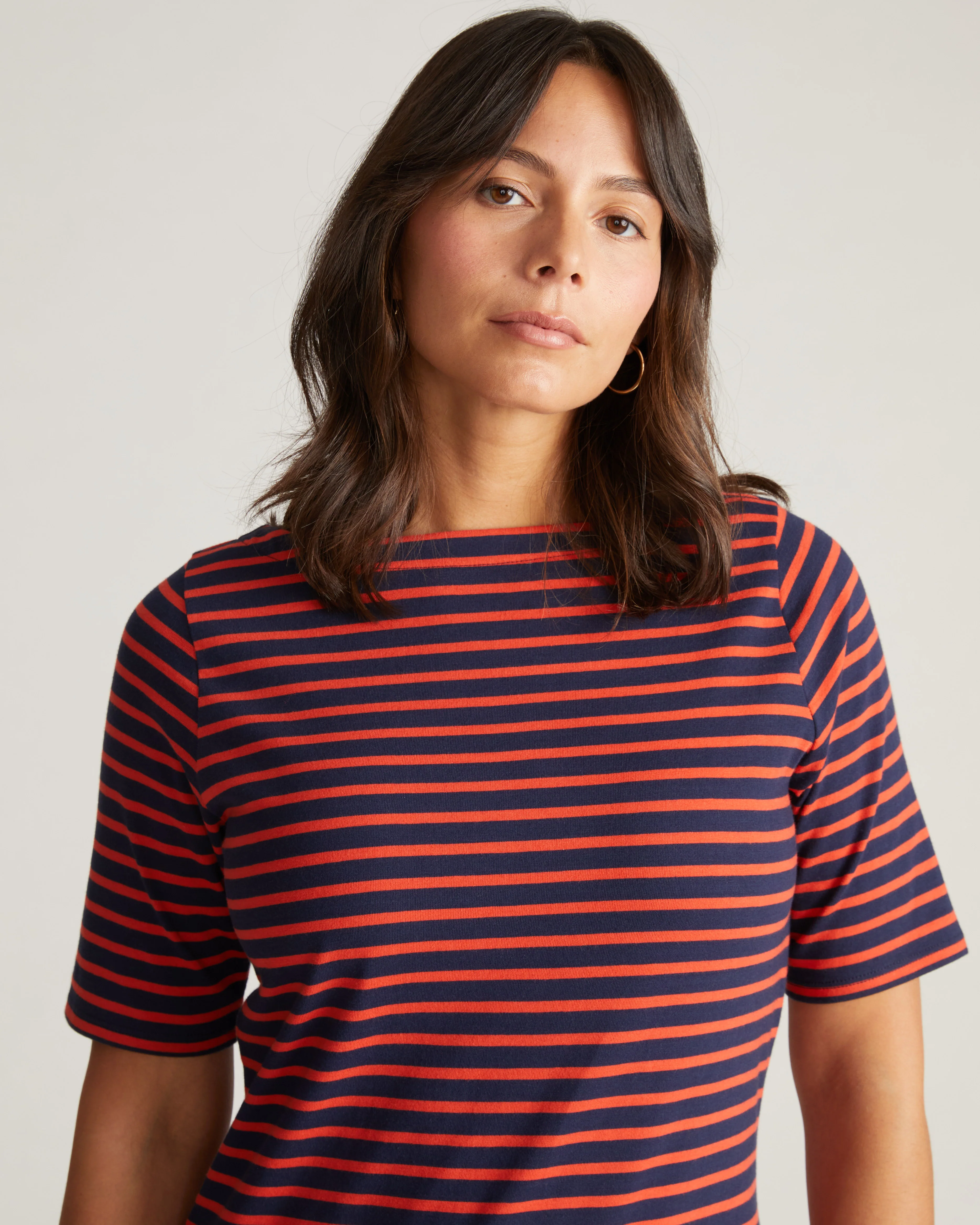 Belle Breton Stripe Jersey Dress - Navy/Red Stripe - Image 2