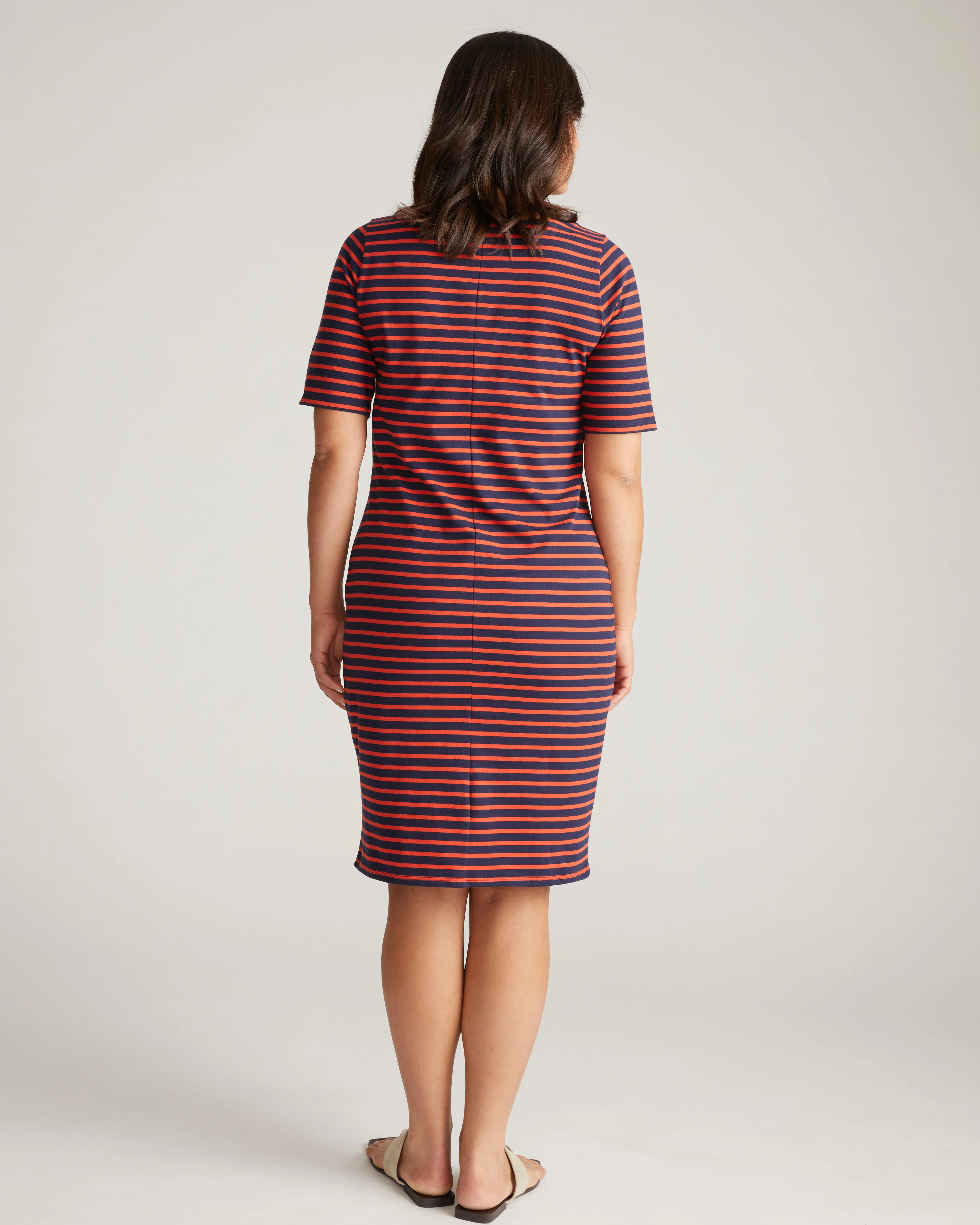 Belle Breton Stripe Jersey Dress - Navy/Red Stripe - Image 3