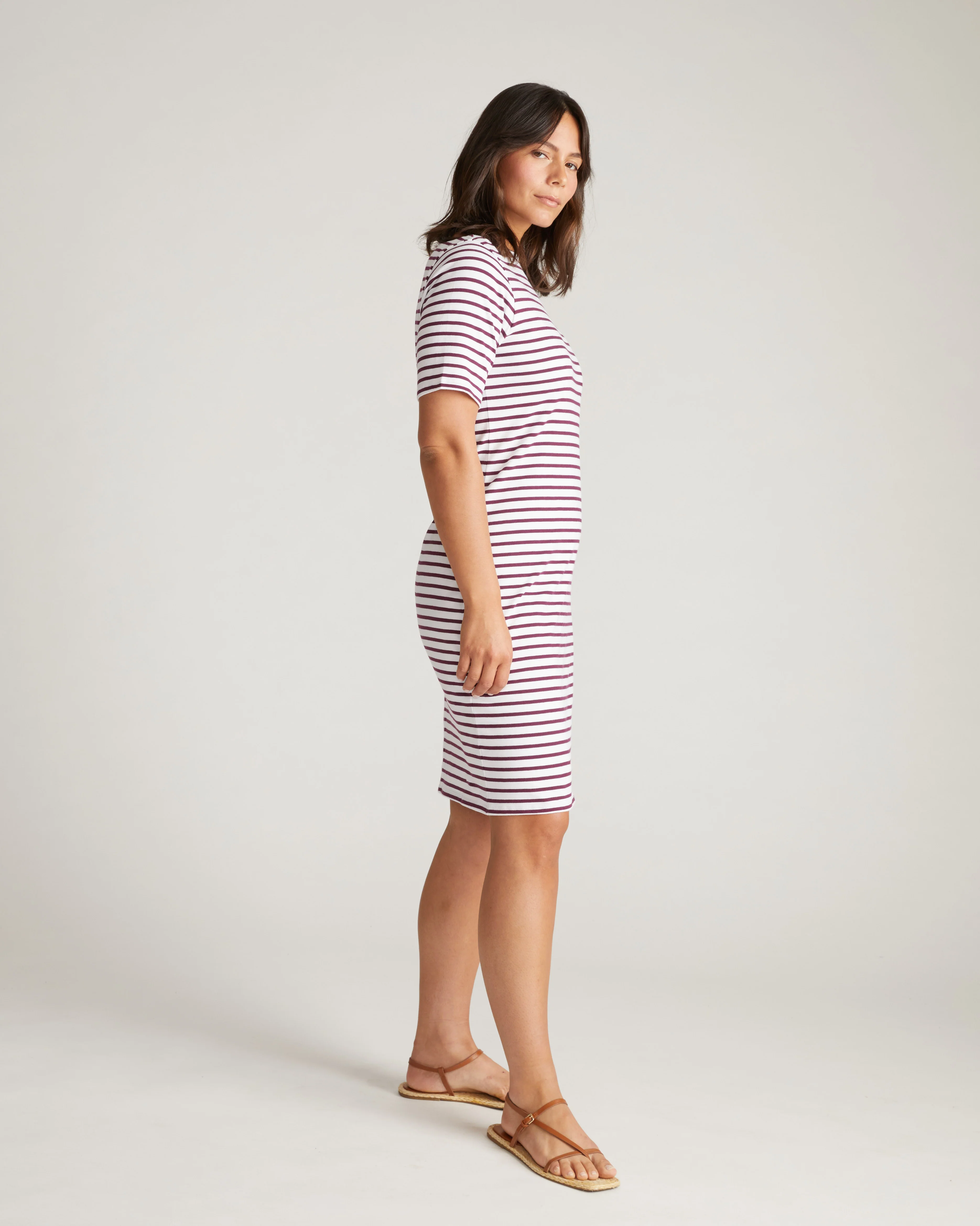 Belle Breton Stripe Jersey Dress - White/Gamay Stripe - Image 3